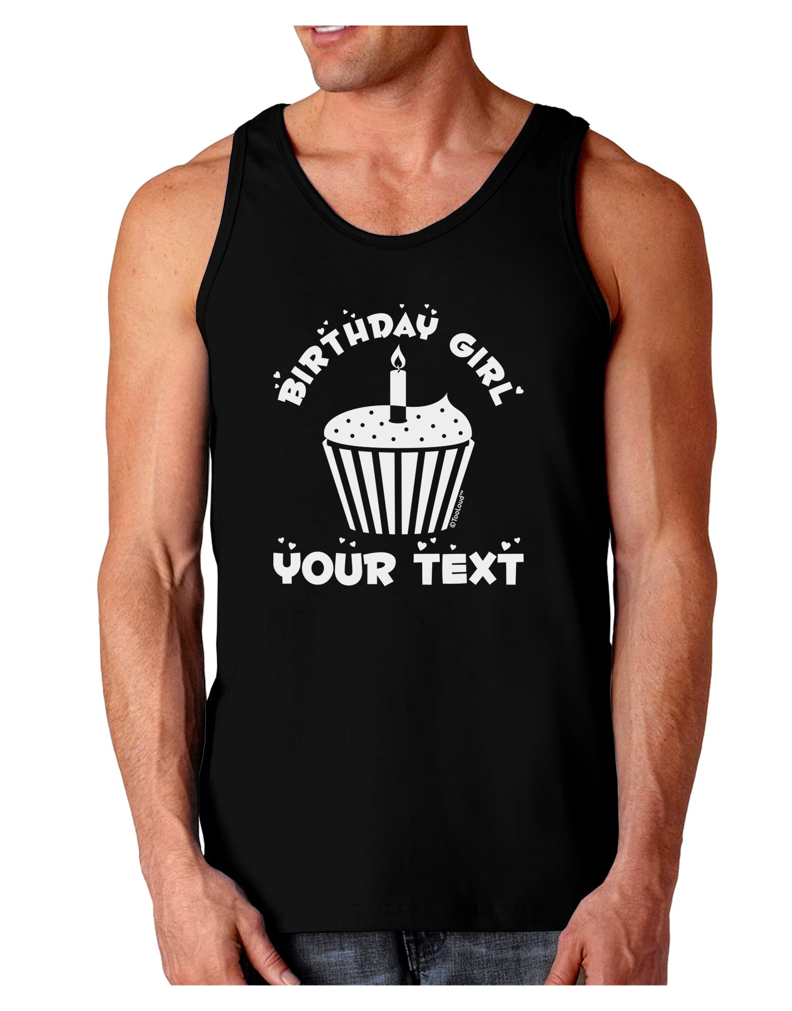 Personalized Birthday Girl Cupcake -Customizable- Name Dark Loose Tank Top-Mens Loose Tank Top-TooLoud-Black-Small-Davson Sales