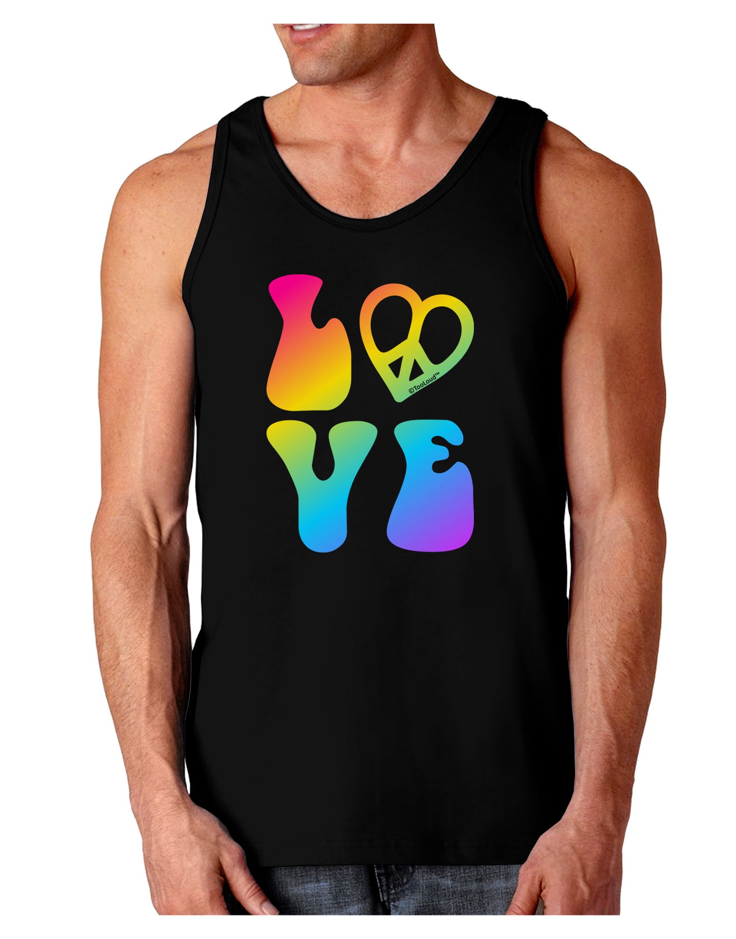 Peace and Love - Peace Heart Love Dark Loose Tank Top-Mens Loose Tank Top-TooLoud-Black-Small-Davson Sales
