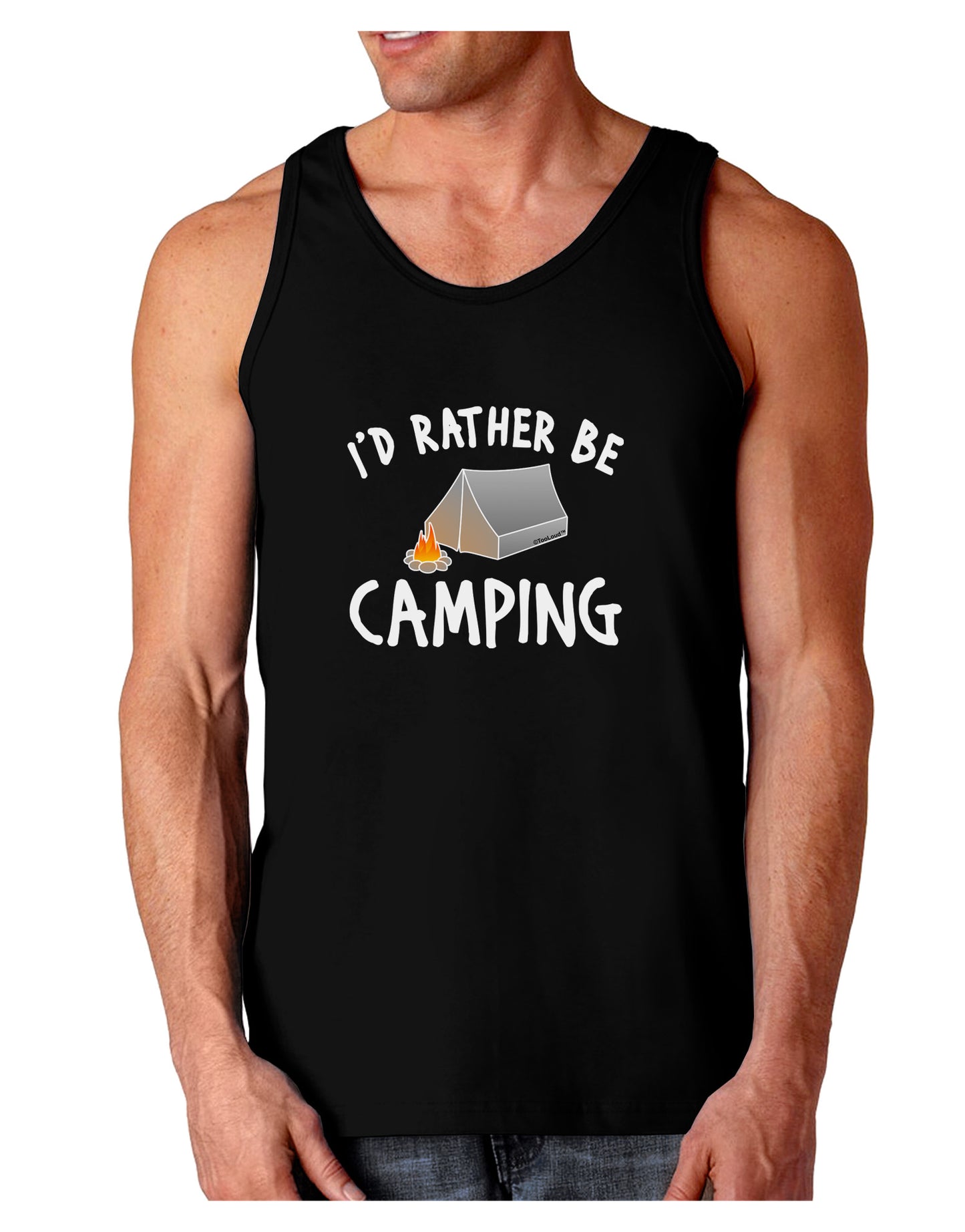 I'd Rather Be Camping Dark Loose Tank Top-Mens Loose Tank Top-TooLoud-Black-Small-Davson Sales