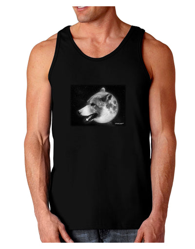 White Wolf Moon Dark Loose Tank Top-Mens Loose Tank Top-TooLoud-Black-Small-Davson Sales