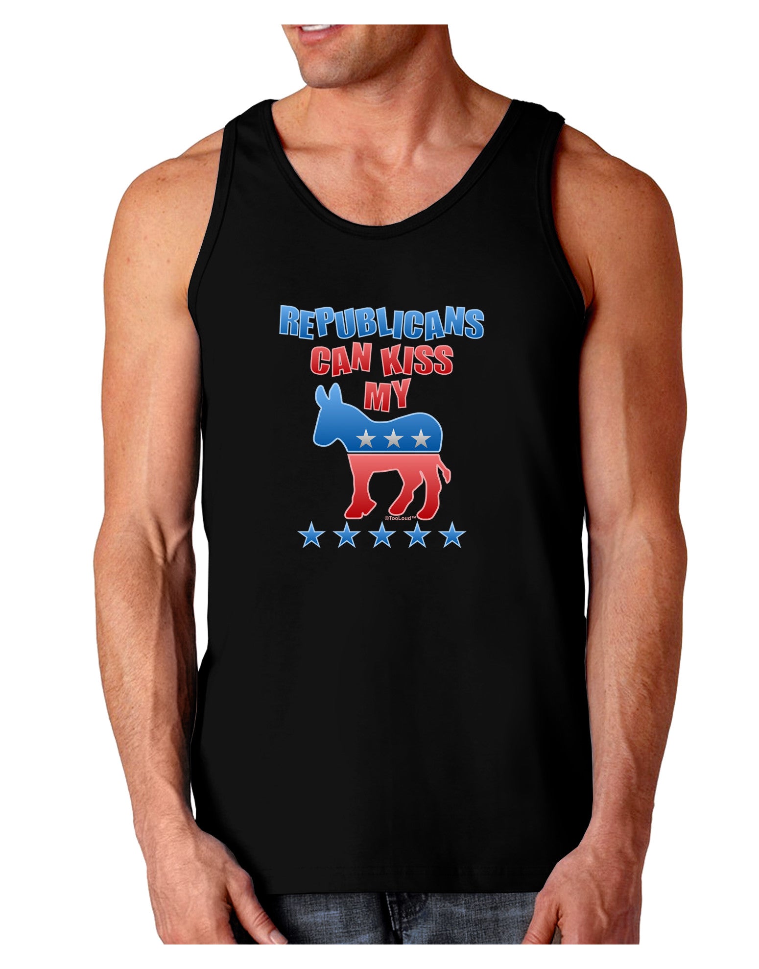 Republicans Can Kiss My - Democrat Dark Loose Tank Top-Mens Loose Tank Top-TooLoud-Black-Small-Davson Sales
