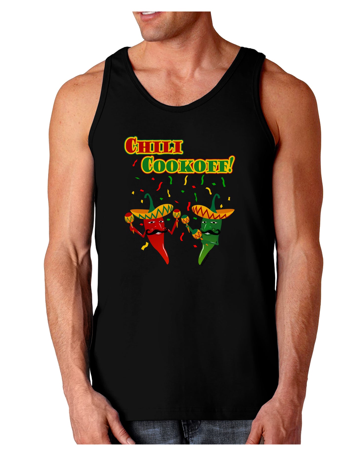 Chili Cookoff! Chile Peppers Dark Loose Tank Top-Mens Loose Tank Top-TooLoud-Black-Small-Davson Sales