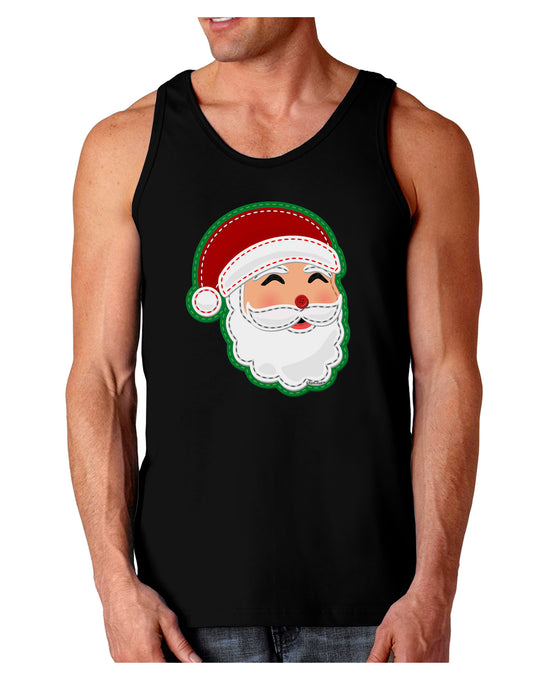 Cute Santa Claus Face Faux Applique Dark Loose Tank Top-Mens Loose Tank Top-TooLoud-Black-Small-Davson Sales