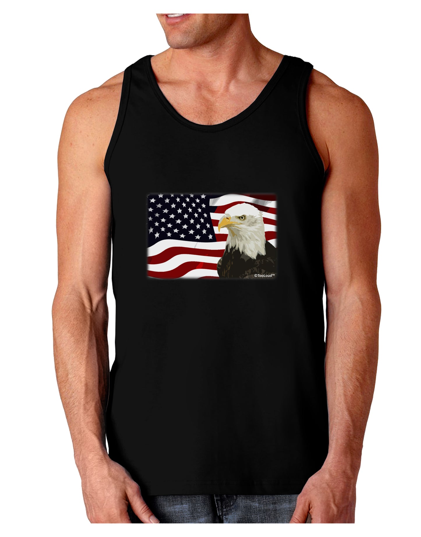 Patriotic USA Flag with Bald Eagle Dark Loose Tank Top by TooLoud-Mens Loose Tank Top-TooLoud-Black-Small-Davson Sales