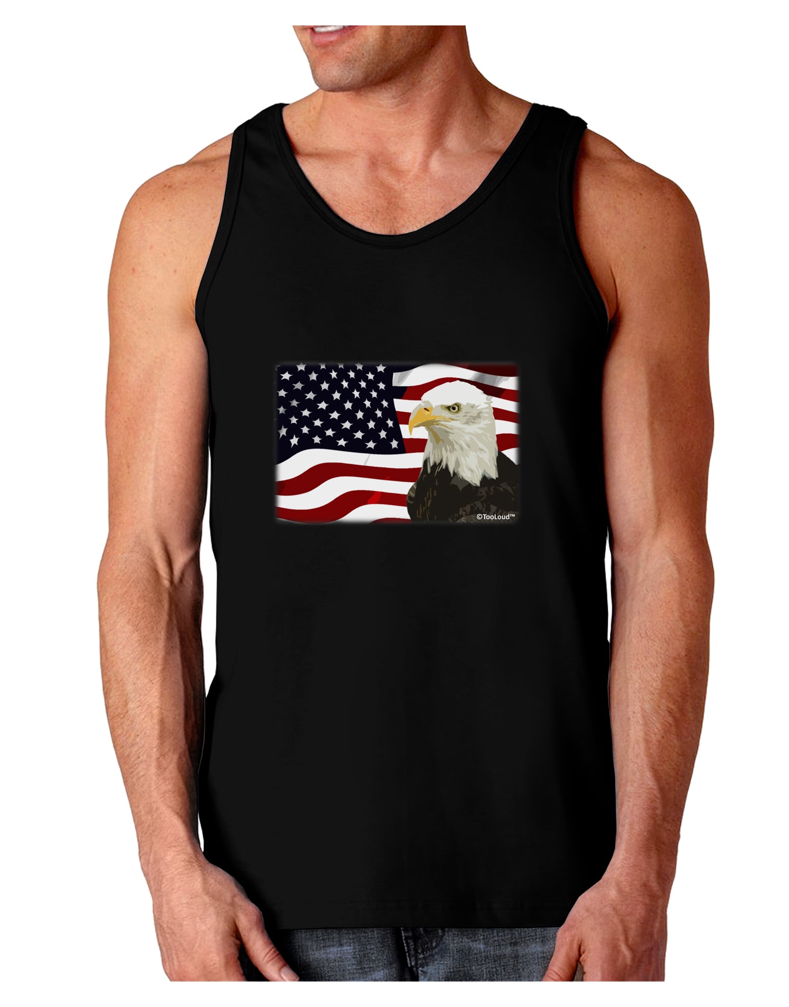 Patriotic USA Flag with Bald Eagle Dark Loose Tank Top by TooLoud-Mens Loose Tank Top-TooLoud-Black-Small-Davson Sales