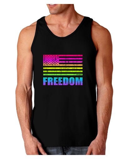 American Pride - Rainbow Flag - Freedom Dark Loose Tank Top-Mens Loose Tank Top-TooLoud-Black-Small-Davson Sales