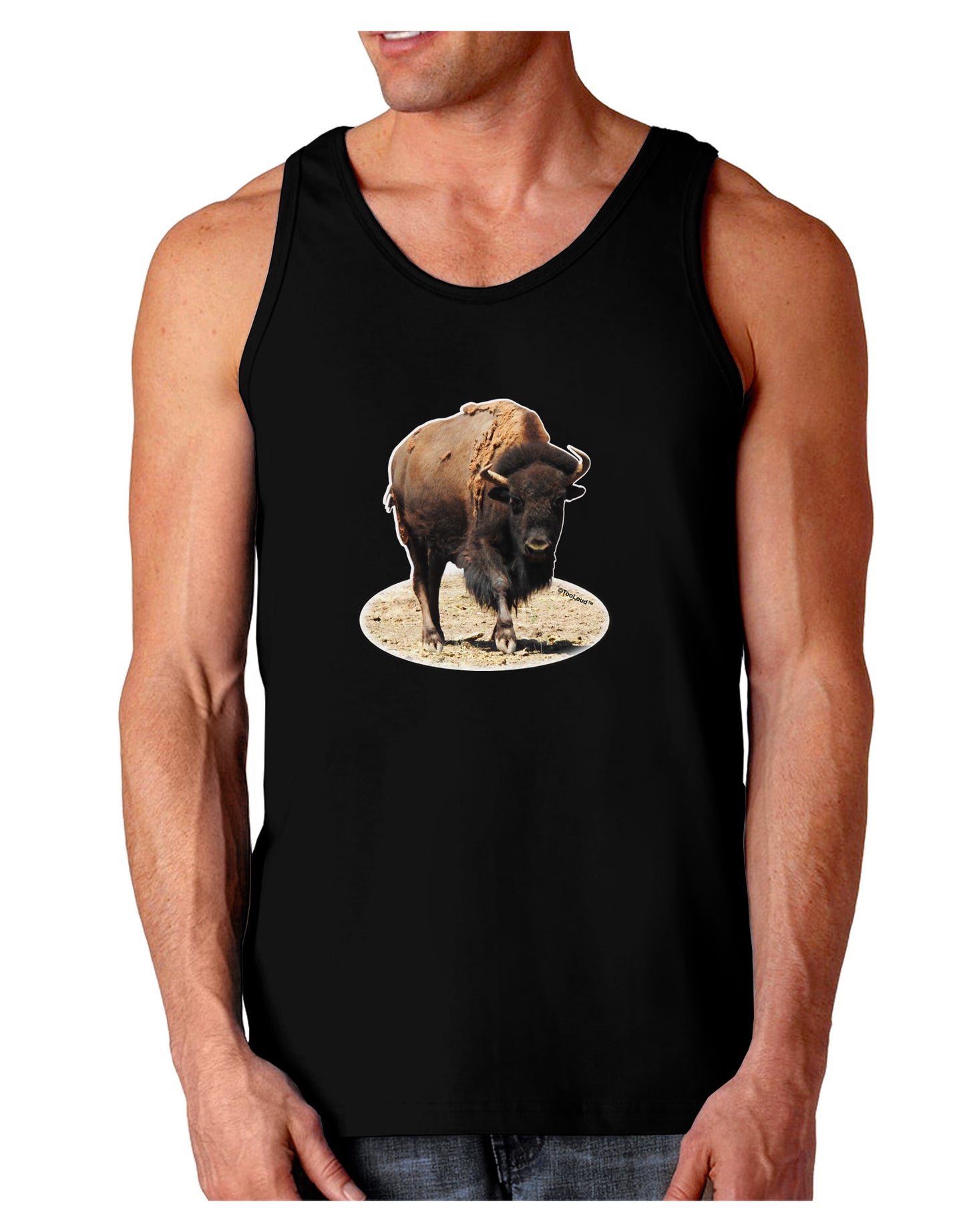 Strong Bison Cutout Dark Loose Tank Top-Mens Loose Tank Top-TooLoud-Black-Small-Davson Sales