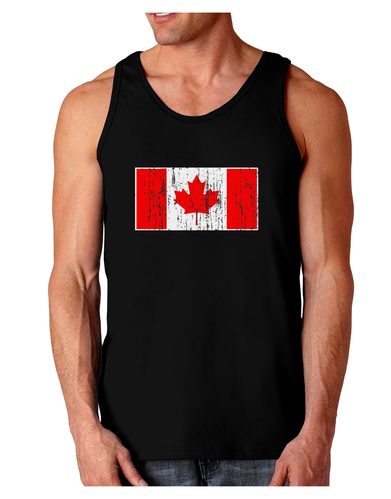 Distressed Canadian Flag Maple Leaf Dark Loose Tank Top-Mens Loose Tank Top-TooLoud-Black-Small-Davson Sales