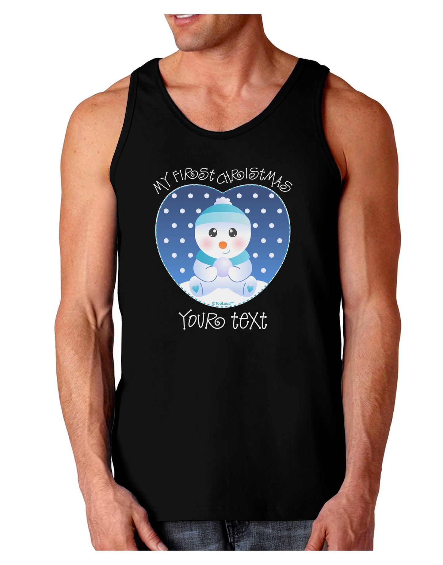 Personalized My First Christmas Snowbaby Blue Dark Loose Tank Top-Mens Loose Tank Top-TooLoud-Black-Small-Davson Sales