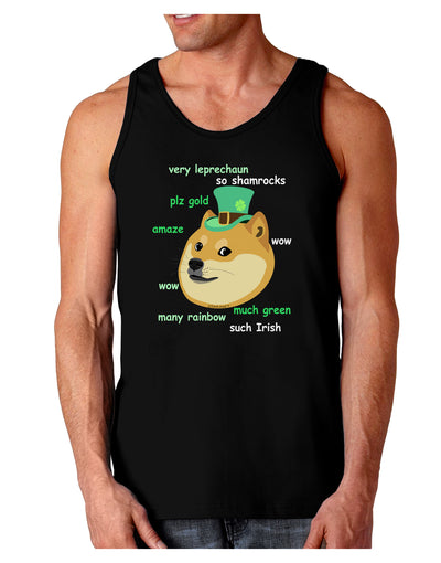 St Patricks Day Leprechaun Doge Dark Loose Tank Top-Mens Loose Tank Top-TooLoud-Black-Small-Davson Sales