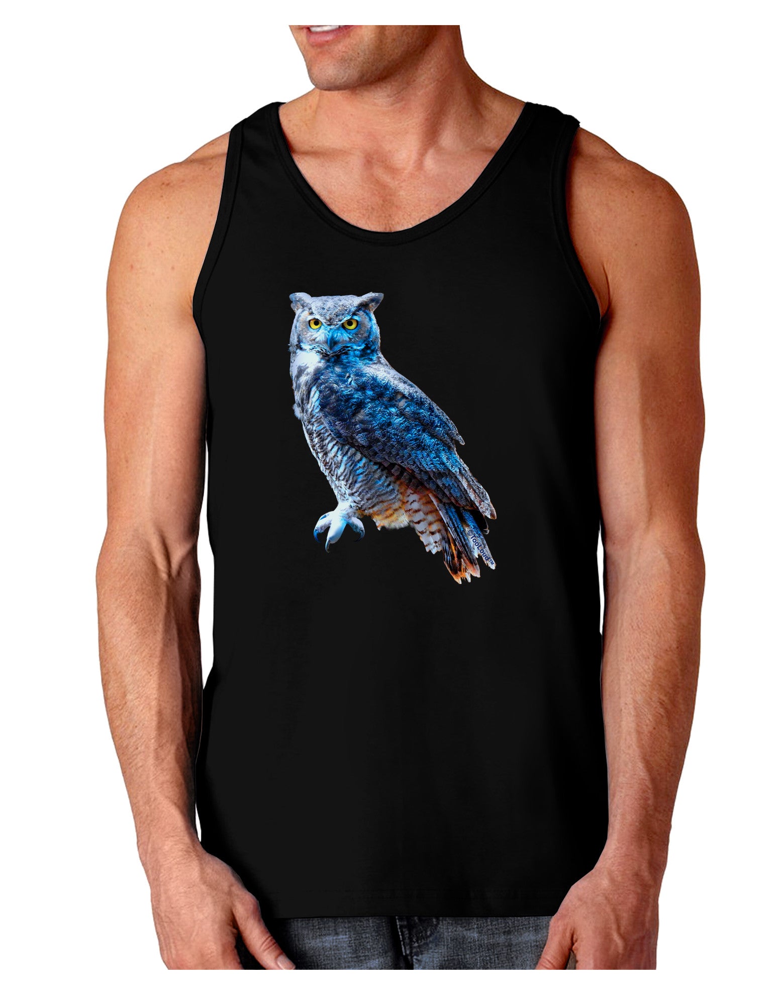 Colorful Great Horned Owl Dark Loose Tank Top-Mens Loose Tank Top-TooLoud-Black-Small-Davson Sales