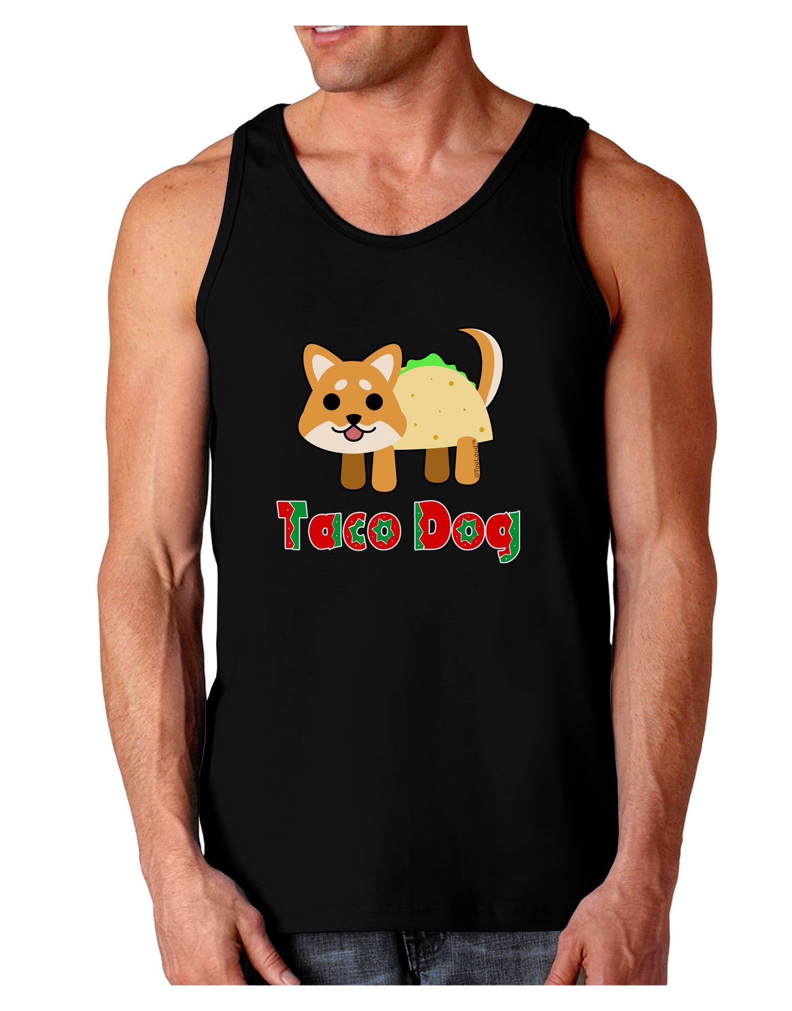 Cute Taco Dog Text Dark Loose Tank Top-Mens Loose Tank Top-TooLoud-Black-Small-Davson Sales