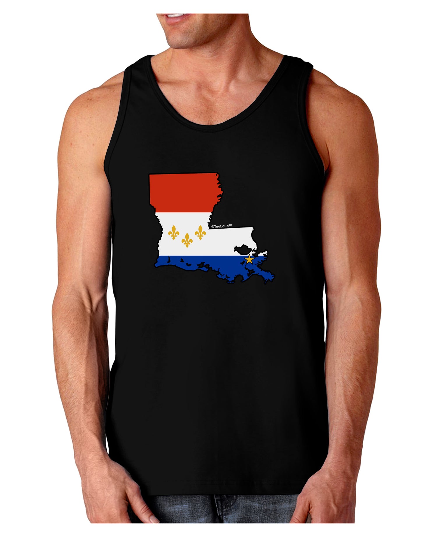 New Orleans Louisiana Flag Dark Loose Tank Top-Mens Loose Tank Top-TooLoud-Black-Small-Davson Sales