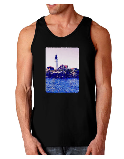 Watercolor Lighthouse 2 Dark Loose Tank Top-Mens Loose Tank Top-TooLoud-Black-Small-Davson Sales