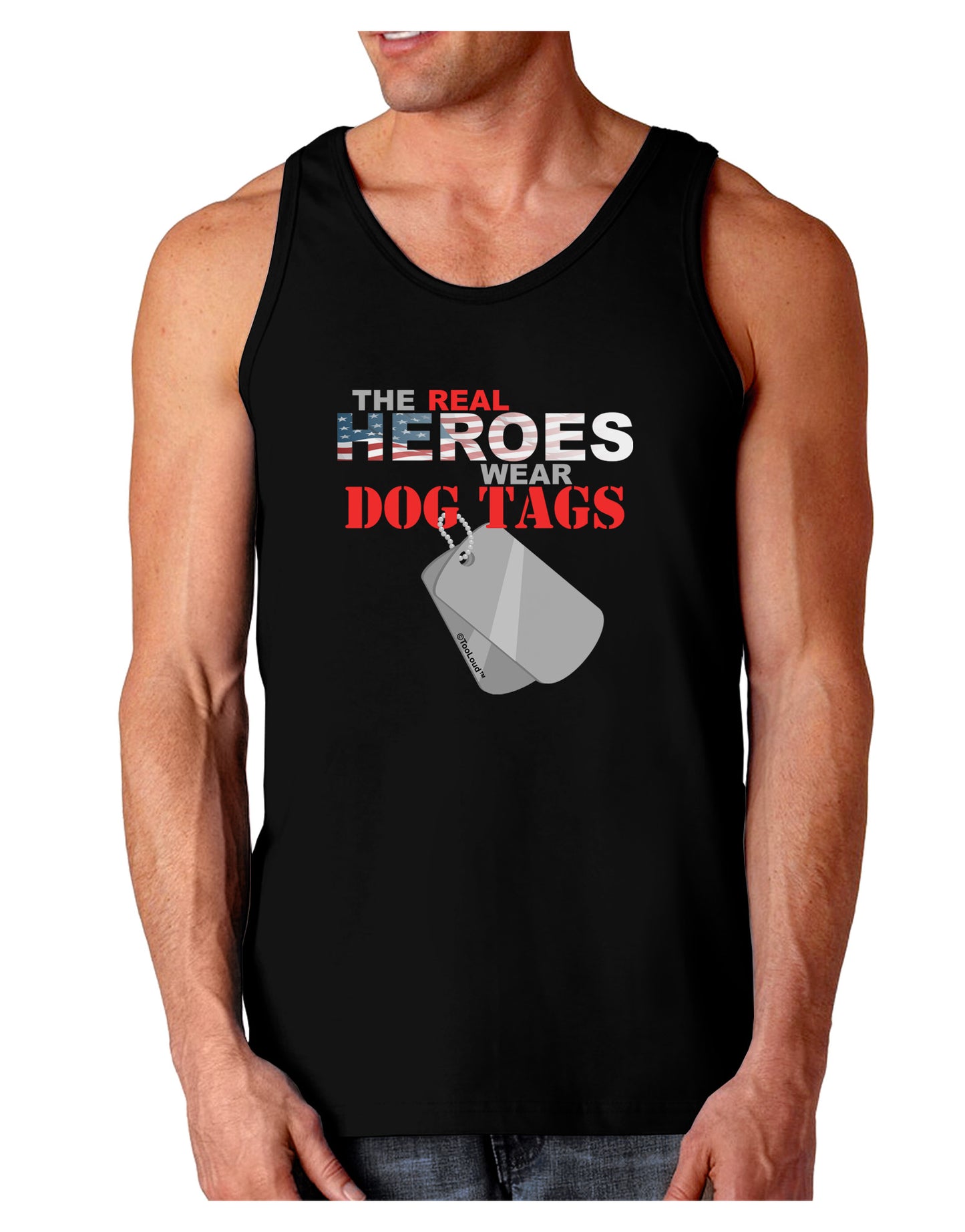 Heroes Dog Tags Dark Loose Tank Top-Mens Loose Tank Top-TooLoud-Black-Small-Davson Sales