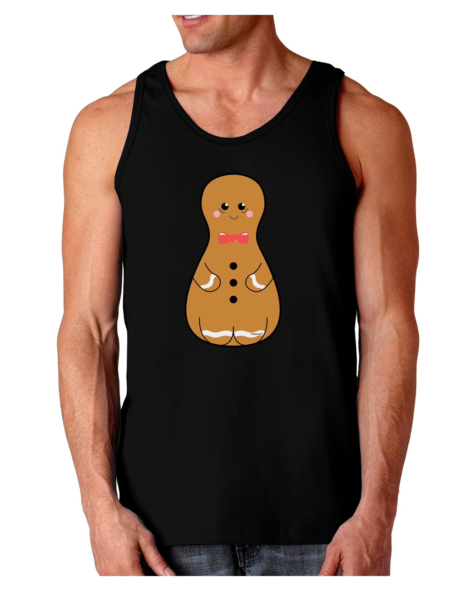 Cute Gingerbread Matryoshka Nesting Doll - Christmas Dark Loose Tank Top-Mens Loose Tank Top-TooLoud-Black-Small-Davson Sales