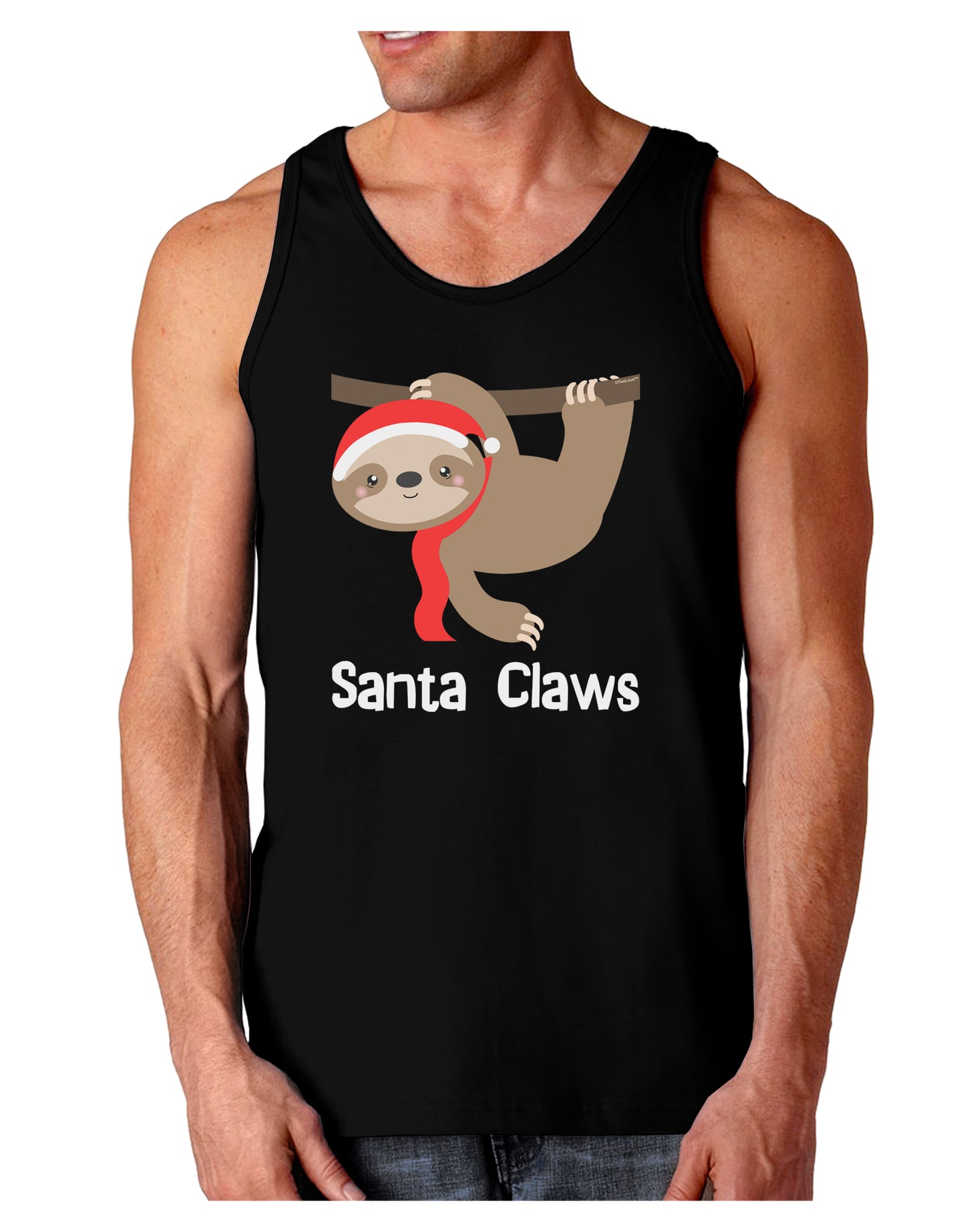 Cute Christmas Sloth - Santa Claws Dark Loose Tank Top by TooLoud-Mens Loose Tank Top-TooLoud-Black-Small-Davson Sales