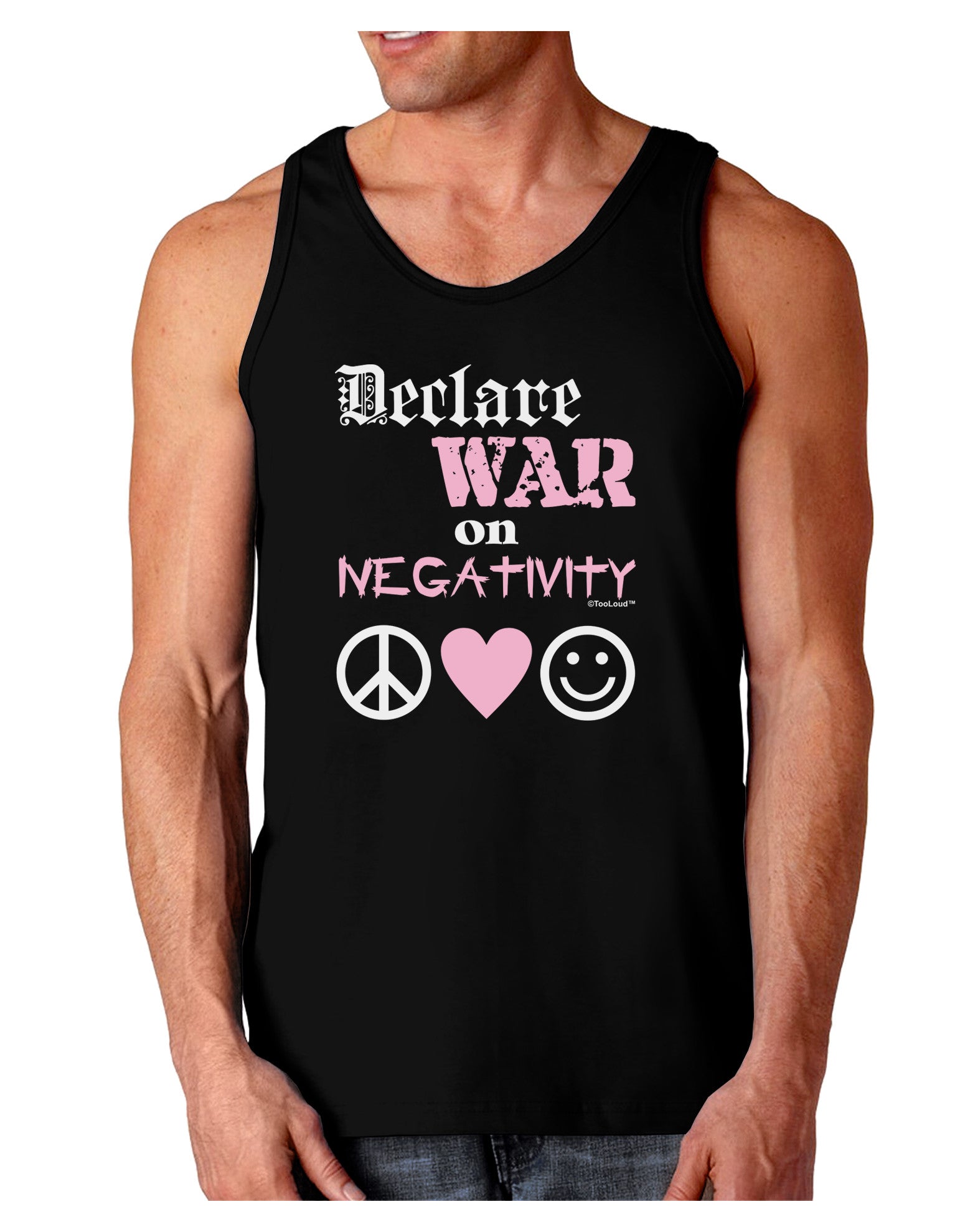 Declare War on Negativity Dark Loose Tank Top by-Mens Loose Tank Top-TooLoud-Black-Small-Davson Sales