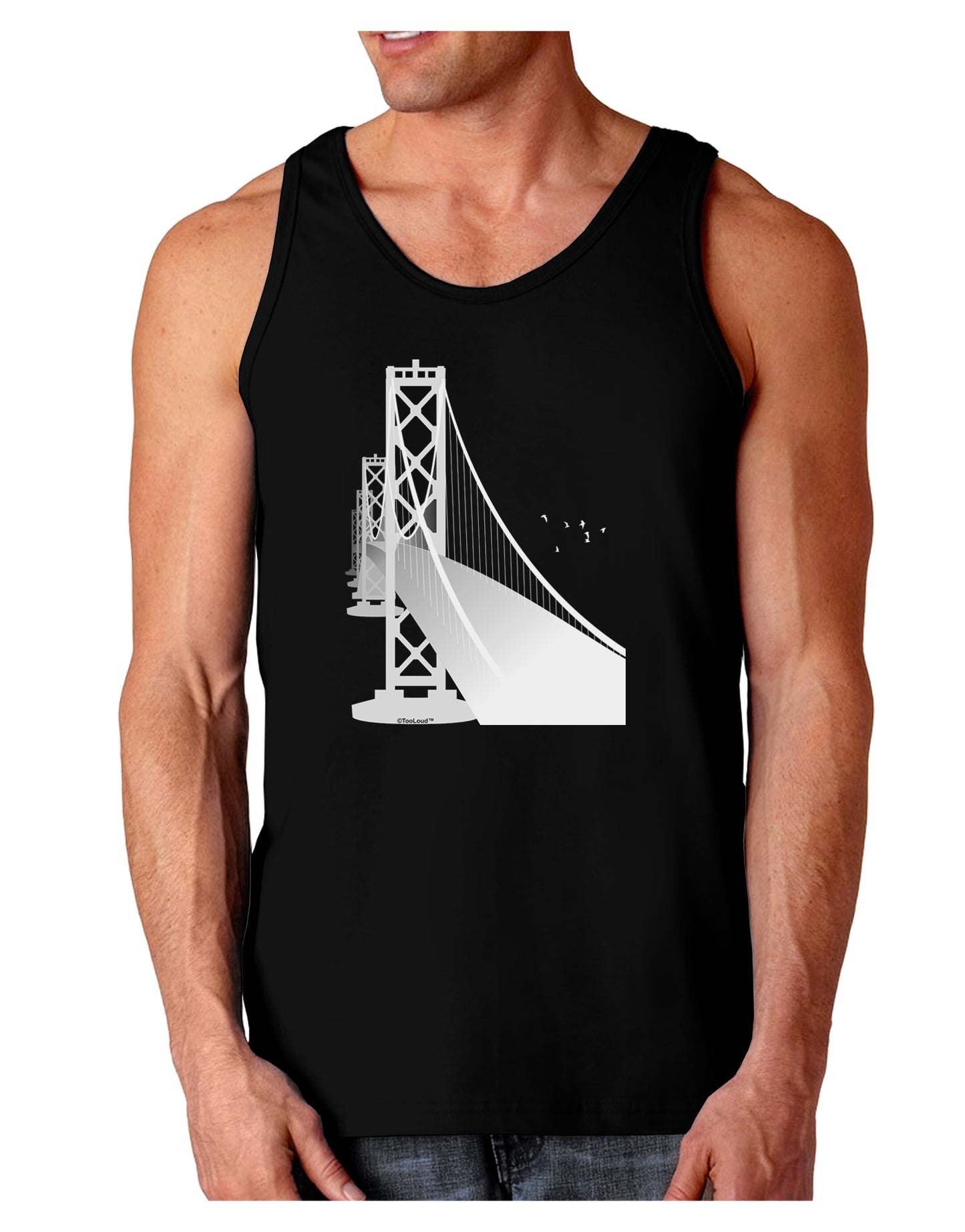 San Francisco Bay Bridge Dark Loose Tank Top-Mens Loose Tank Top-TooLoud-Black-Small-Davson Sales