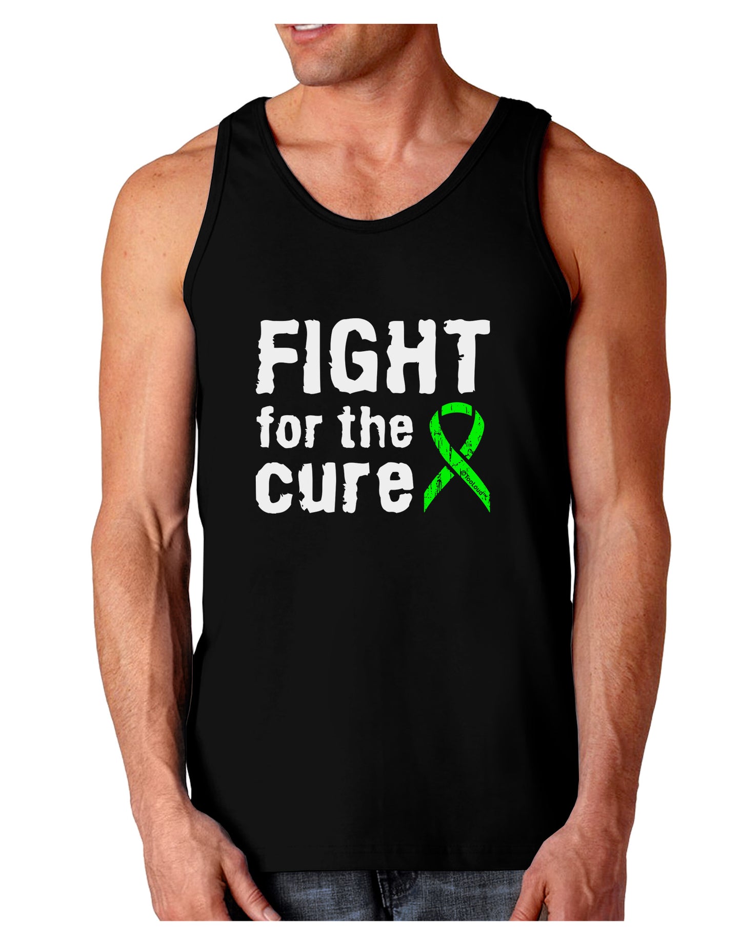 Fight for the Cure - Lime Green Ribbon Lyme Disease Dark Loose Tank Top-Mens Loose Tank Top-TooLoud-Black-Small-Davson Sales