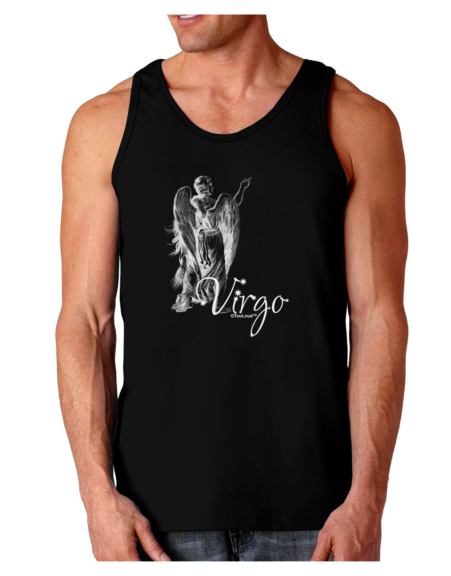 Virgo Illustration Dark Loose Tank Top-Mens Loose Tank Top-TooLoud-Black-Small-Davson Sales