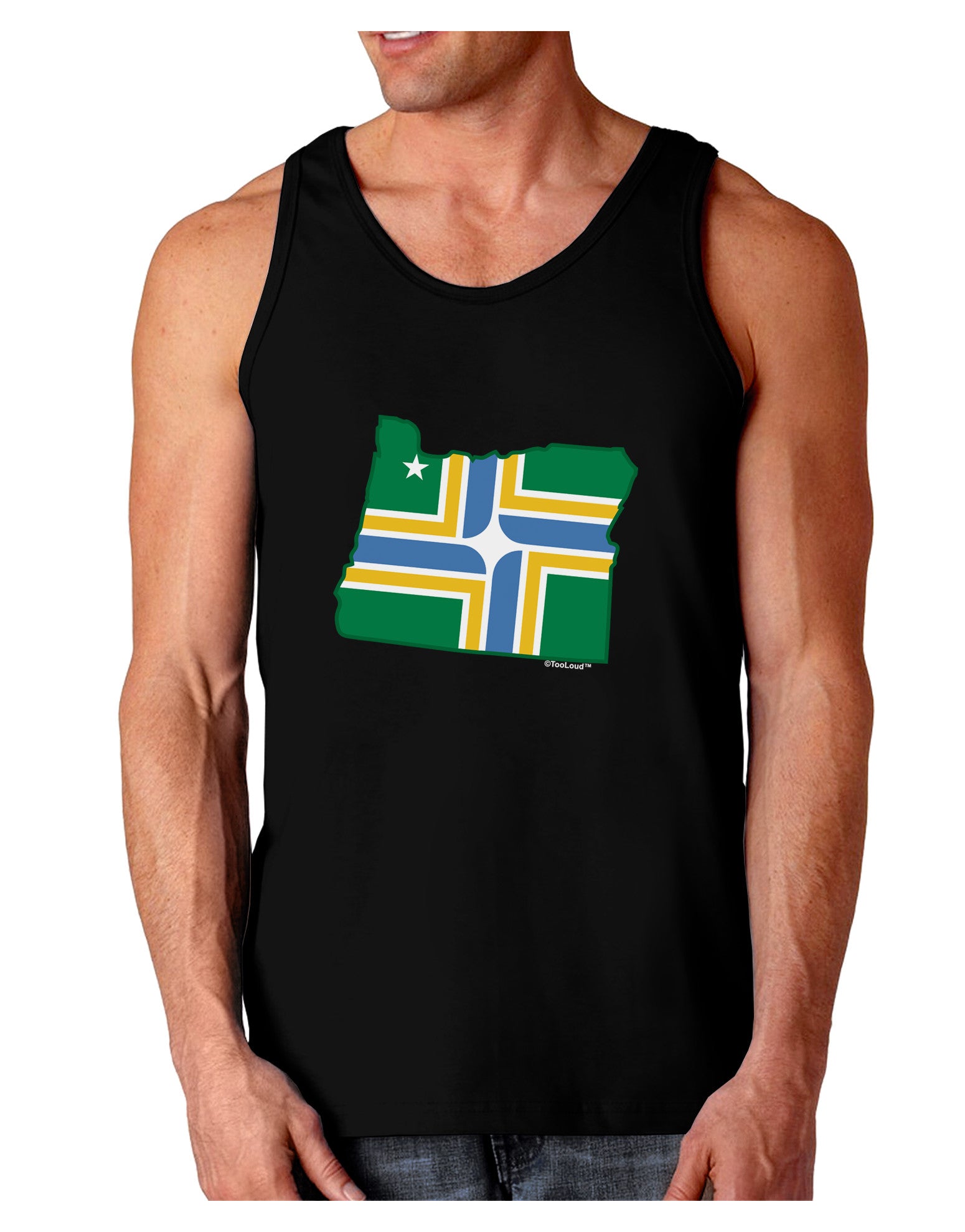 Portland Oregon Flag Dark Loose Tank Top-Mens Loose Tank Top-TooLoud-Black-Small-Davson Sales