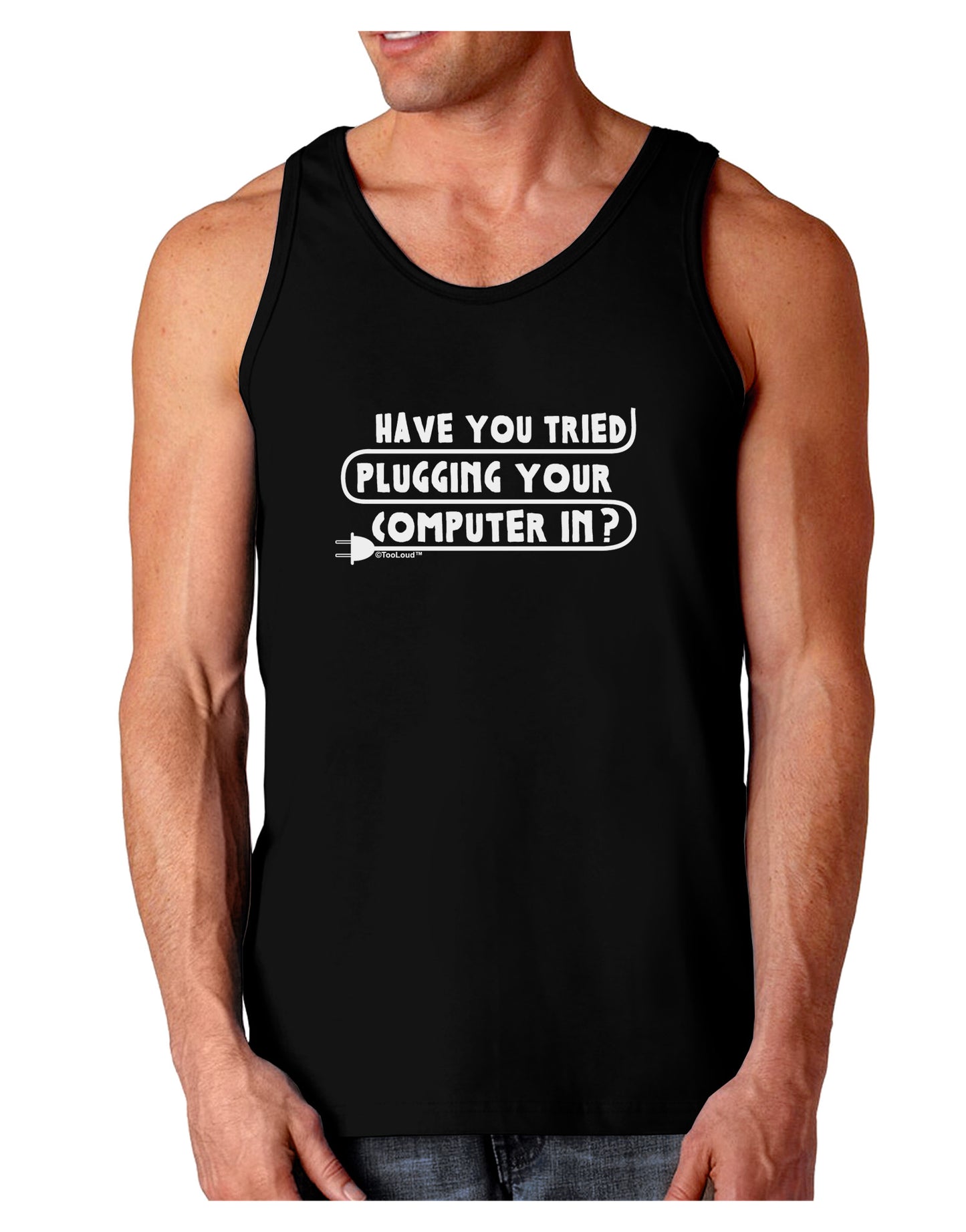 Plugging Your Computer In Dark Loose Tank Top-Mens Loose Tank Top-TooLoud-Black-Small-Davson Sales