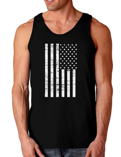 Vintage Black and White USA Flag Dark Loose Tank Top-Mens Loose Tank Top-TooLoud-Black-Small-Davson Sales