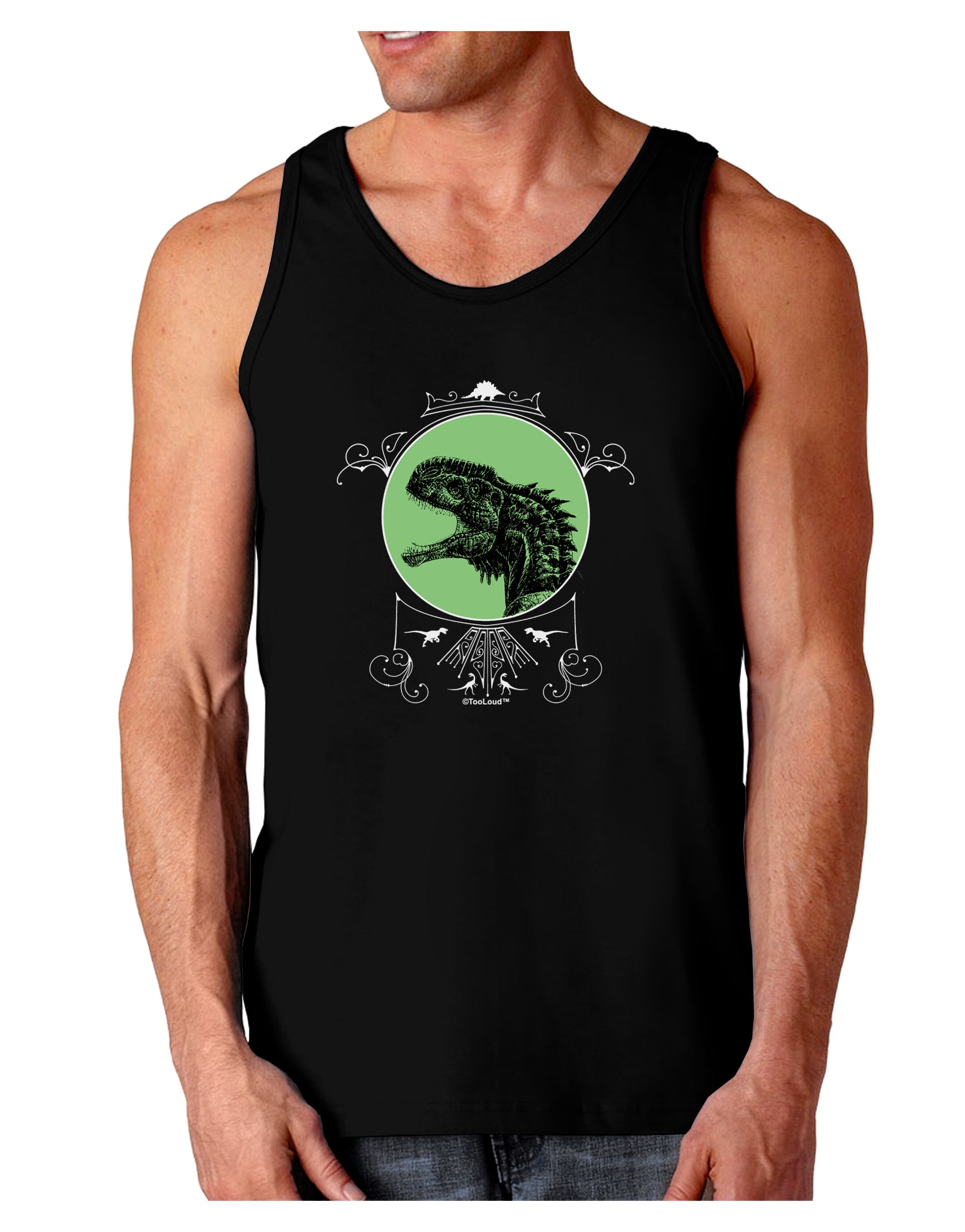 Jurassic Dinosaur Face Dark Loose Tank Top by TooLoud-Mens Loose Tank Top-TooLoud-Black-Small-Davson Sales