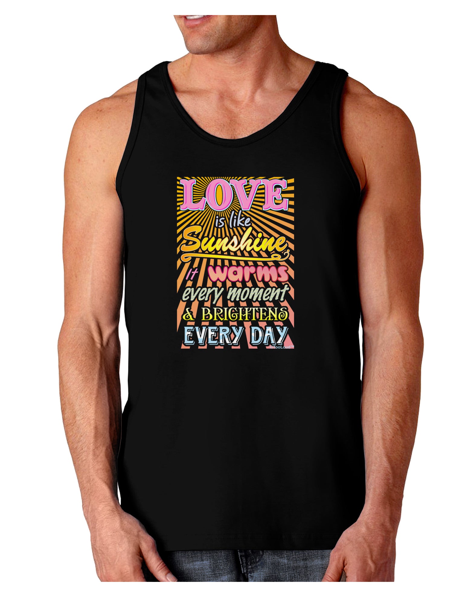 Love is like Sunshine - Sunburst Dark Loose Tank Top-Mens Loose Tank Top-TooLoud-Black-Small-Davson Sales