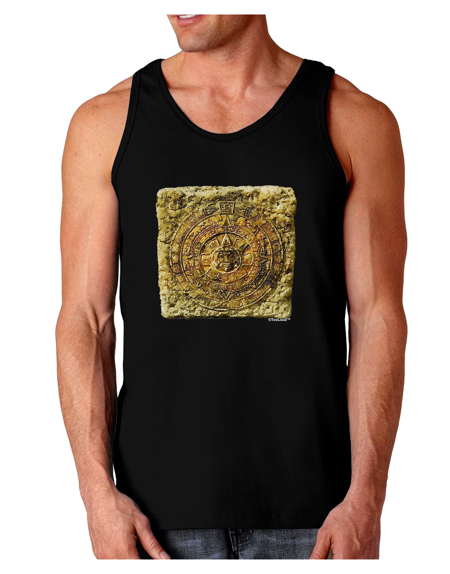 Stone Carving Sepia Dark Loose Tank Top-Mens Loose Tank Top-TooLoud-Black-Small-Davson Sales