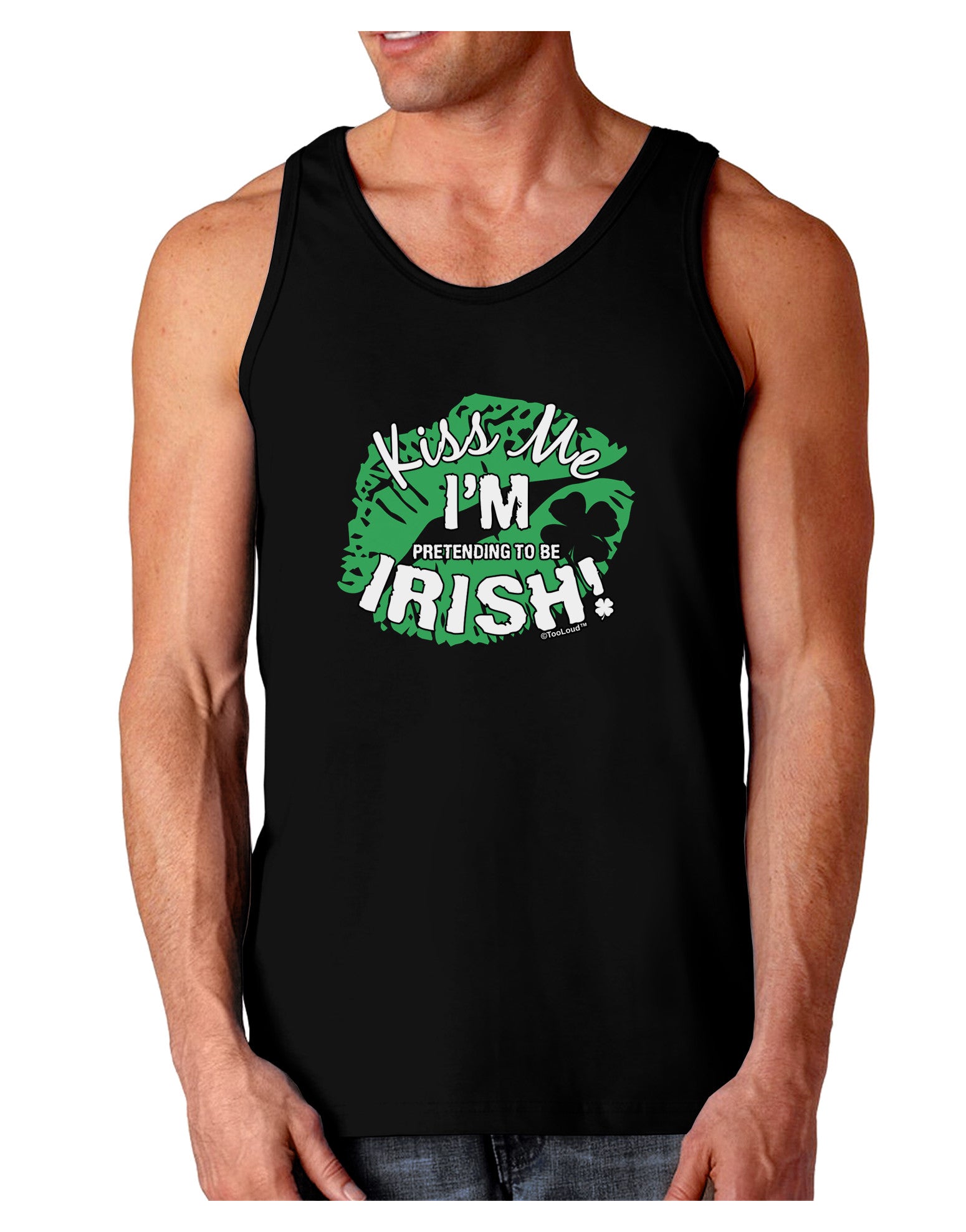 I'm Pretending To Be Irish Dark Loose Tank Top-Mens Loose Tank Top-TooLoud-Black-Small-Davson Sales