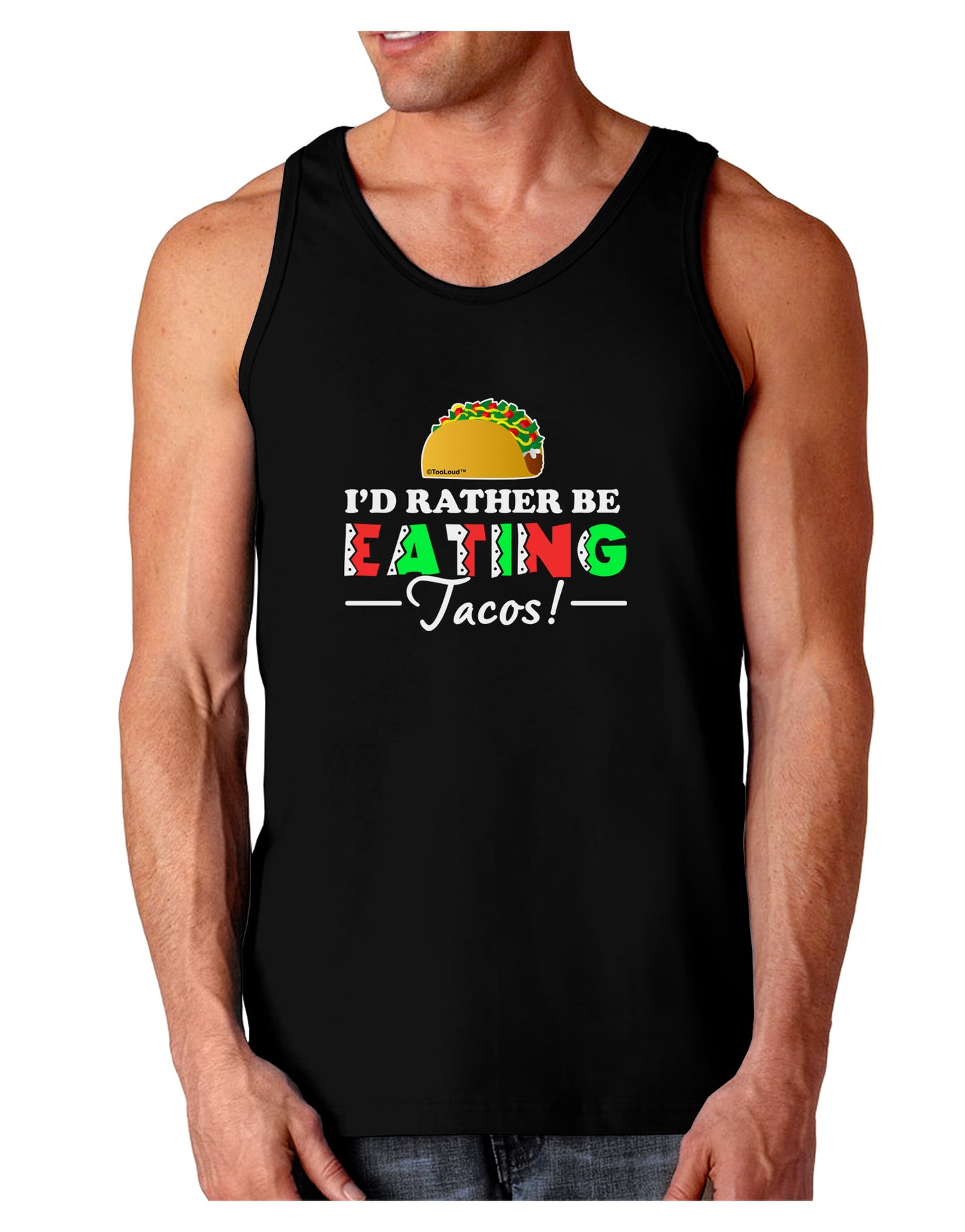 I'd Rather - Tacos Dark Loose Tank Top-Mens Loose Tank Top-TooLoud-Black-Small-Davson Sales