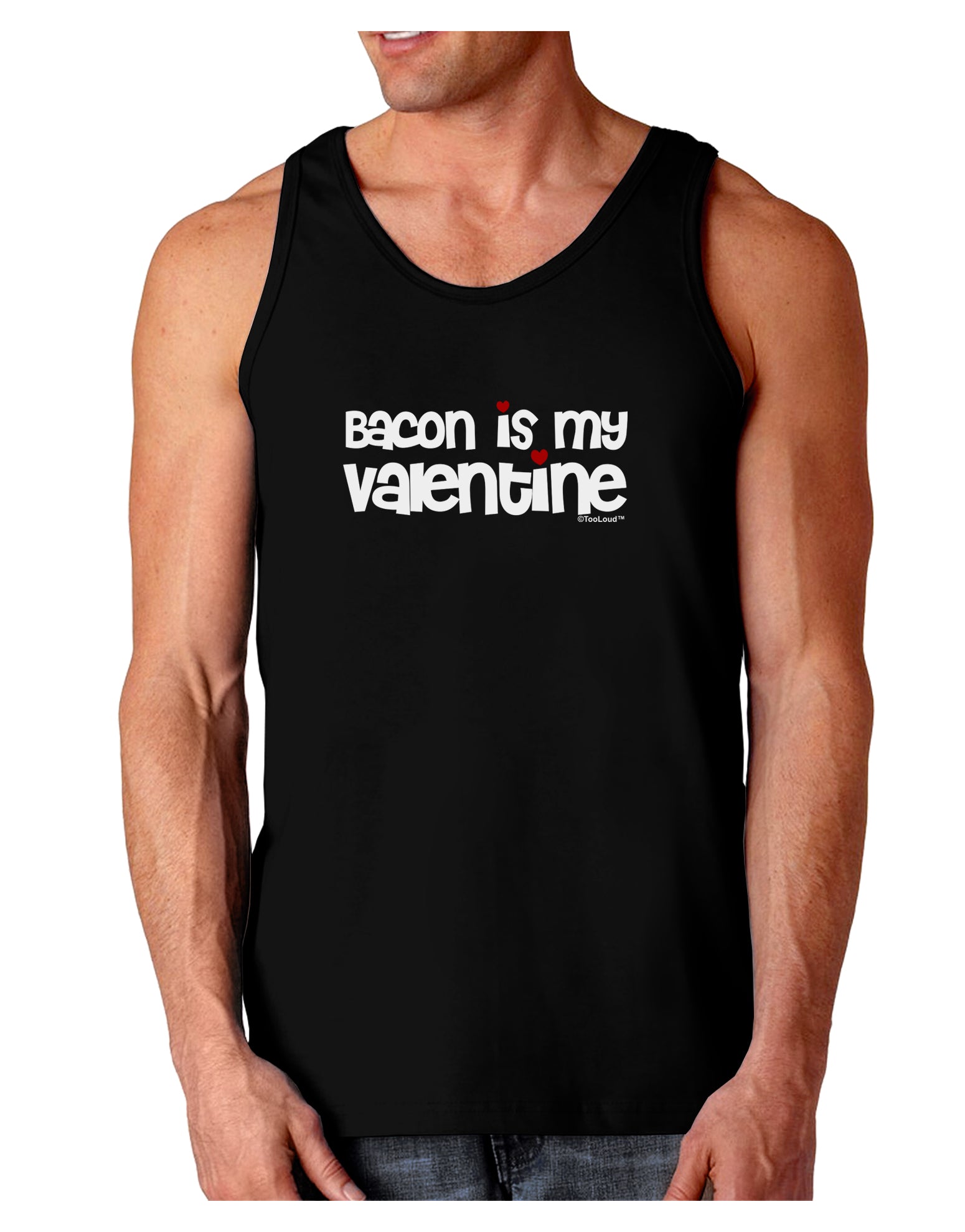 Bacon is My Valentine Dark Loose Tank Top by TooLoud-Mens Loose Tank Top-TooLoud-Black-Small-Davson Sales