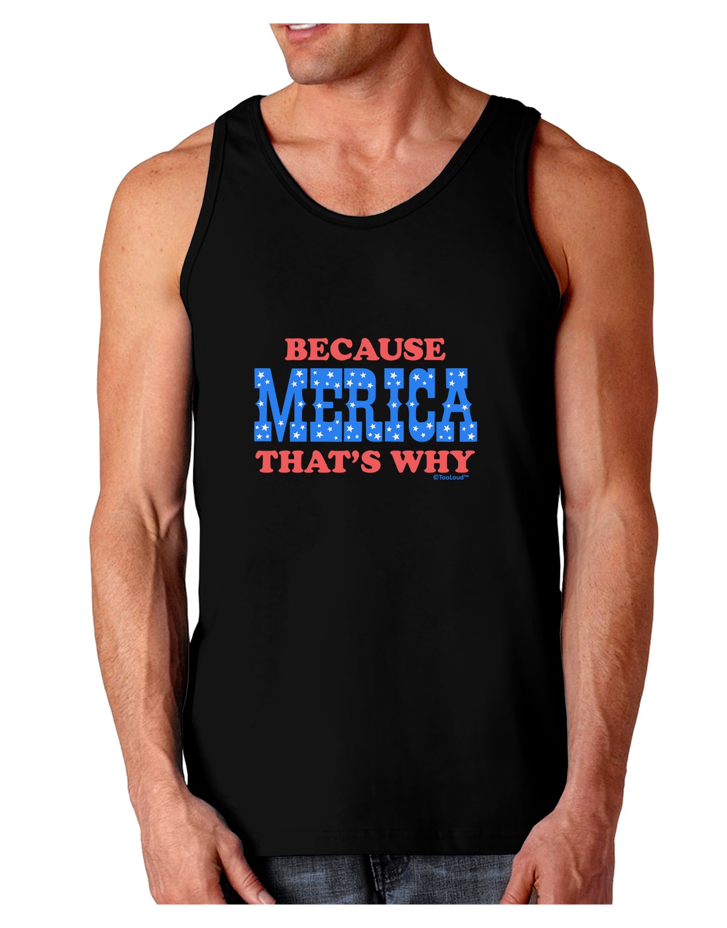 Because Merica That's Why Dark Loose Tank Top-Mens Loose Tank Top-TooLoud-Black-Small-Davson Sales
