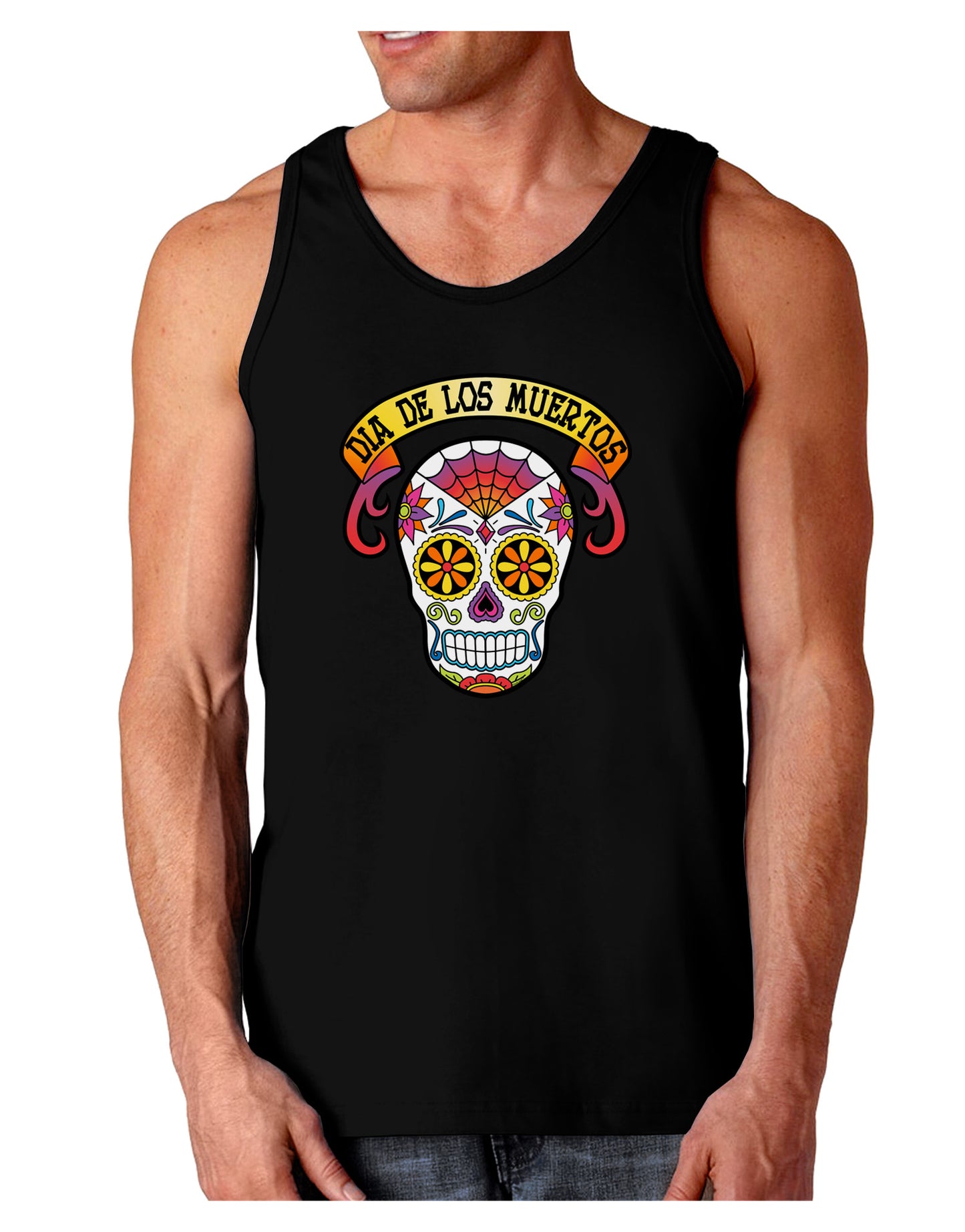 Dia de los Muertos Calavera Dark Loose Tank Top-Mens Loose Tank Top-TooLoud-Black-Small-Davson Sales