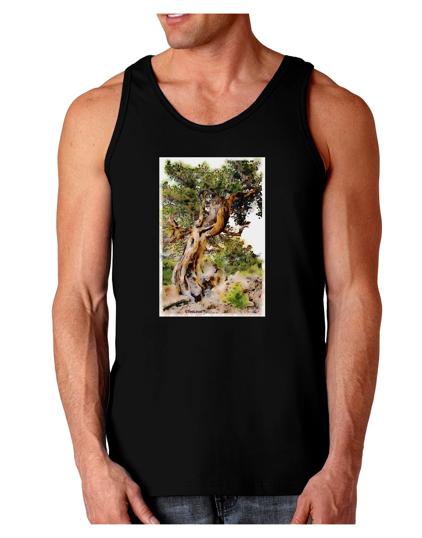 Bristlecone Pines Dark Loose Tank Top-Mens Loose Tank Top-TooLoud-Black-Small-Davson Sales