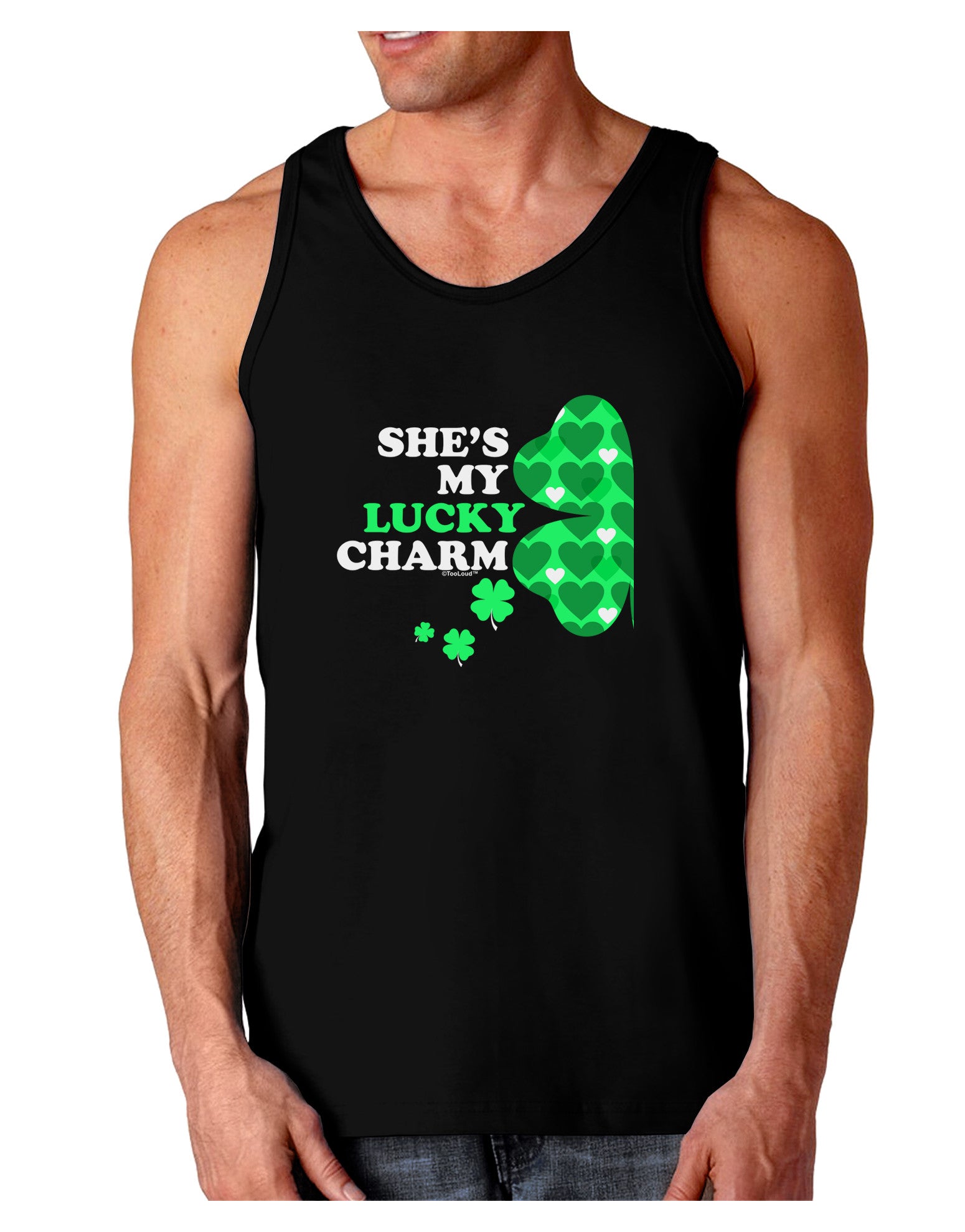 She's My Lucky Charm - Left Dark Loose Tank Top-Mens Loose Tank Top-TooLoud-Black-Small-Davson Sales