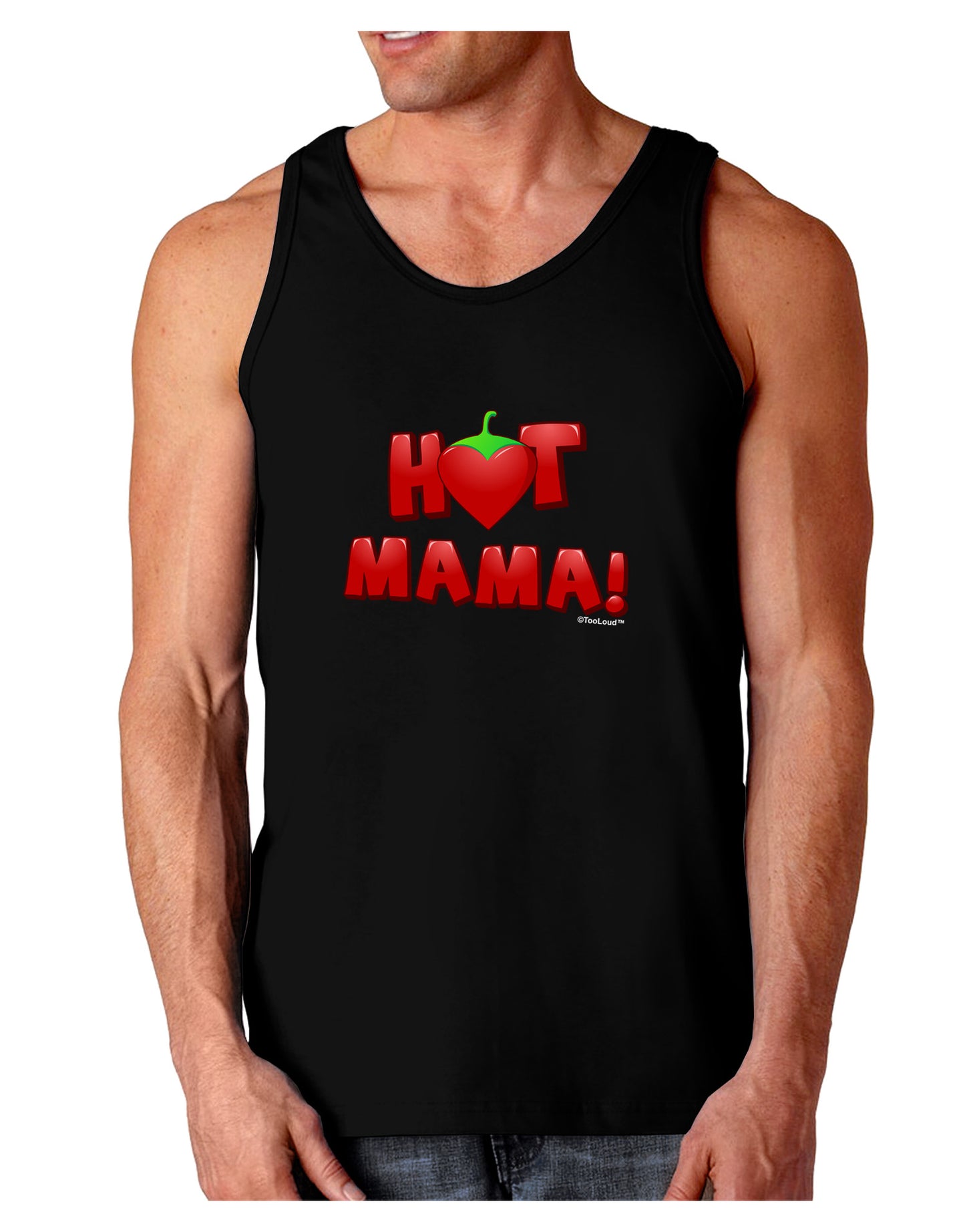 Hot Mama Chili Heart Dark Loose Tank Top-Mens Loose Tank Top-TooLoud-Black-Small-Davson Sales
