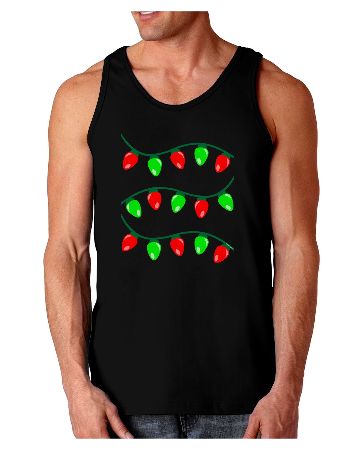Christmas Lights Red and Green Dark Loose Tank Top-Mens Loose Tank Top-TooLoud-Black-Small-Davson Sales