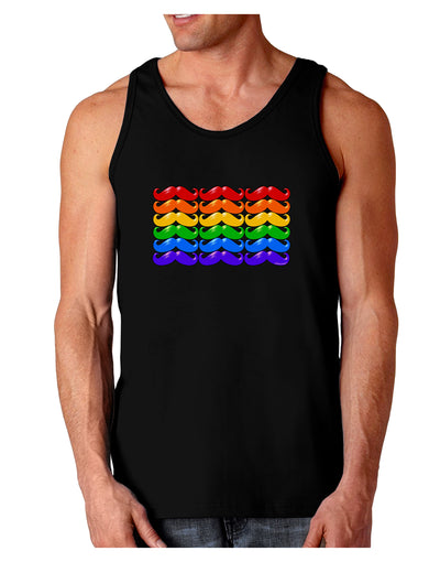 Rainbow Mustaches Gay Pride Flag Dark Loose Tank Top-Mens Loose Tank Top-TooLoud-Black-Small-Davson Sales