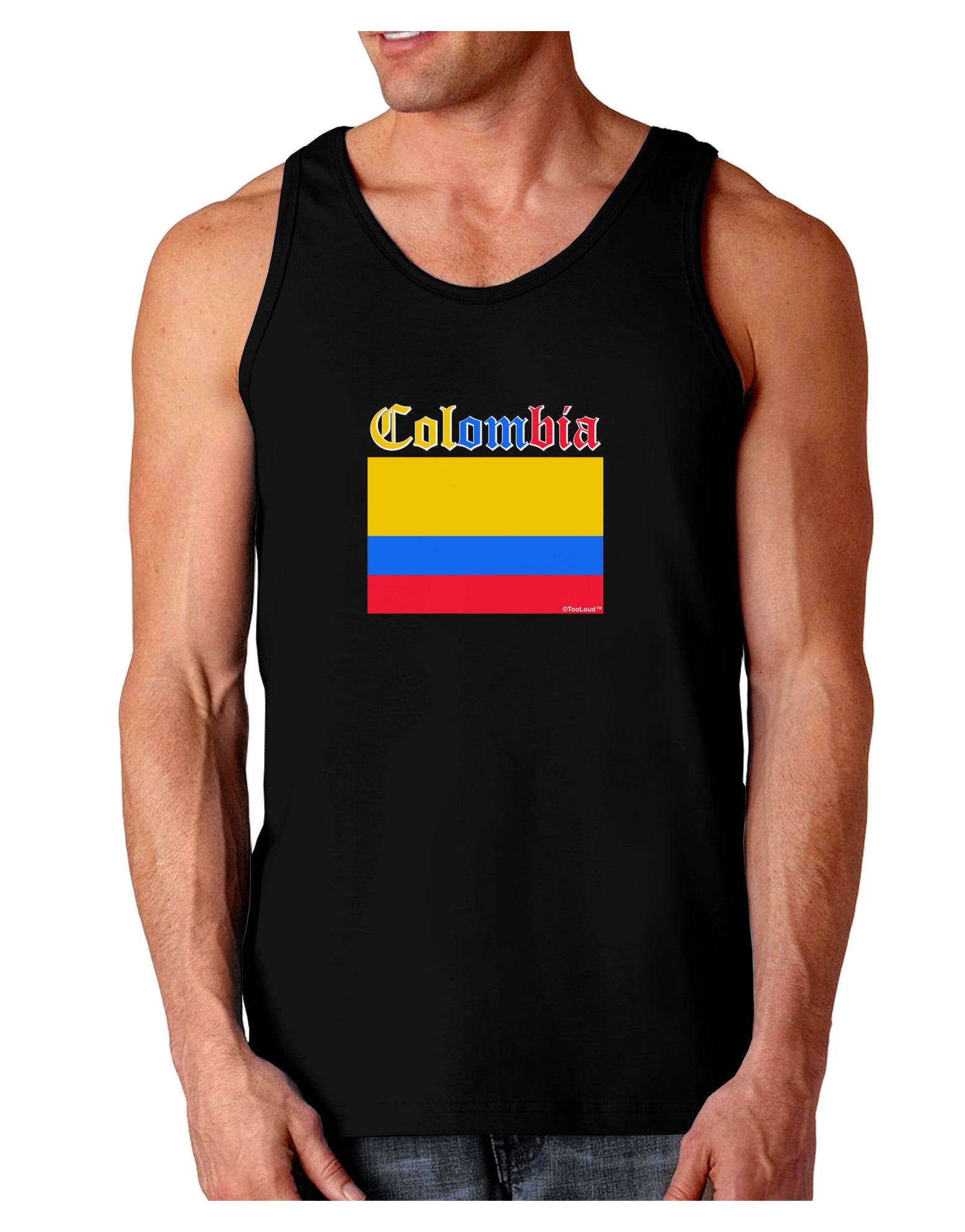Colombia Flag Dark Loose Tank Top-Mens Loose Tank Top-TooLoud-Black-Small-Davson Sales
