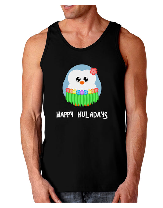 Happy Huladays Holiday Penguin - Christmas Dark Loose Tank Top-Mens Loose Tank Top-TooLoud-Black-Small-Davson Sales