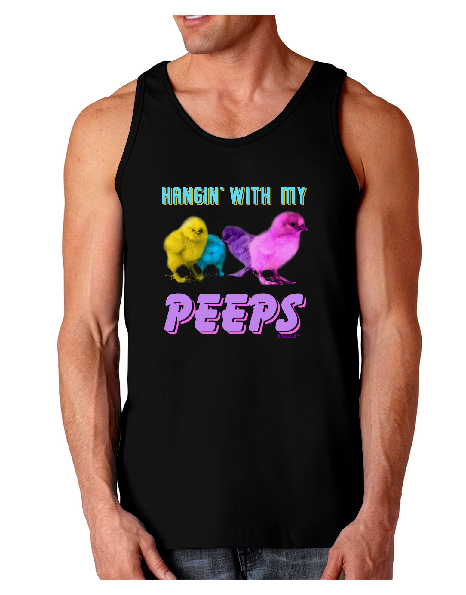 Hangin With My Peeps Dark Loose Tank Top-Mens Loose Tank Top-TooLoud-Black-Small-Davson Sales