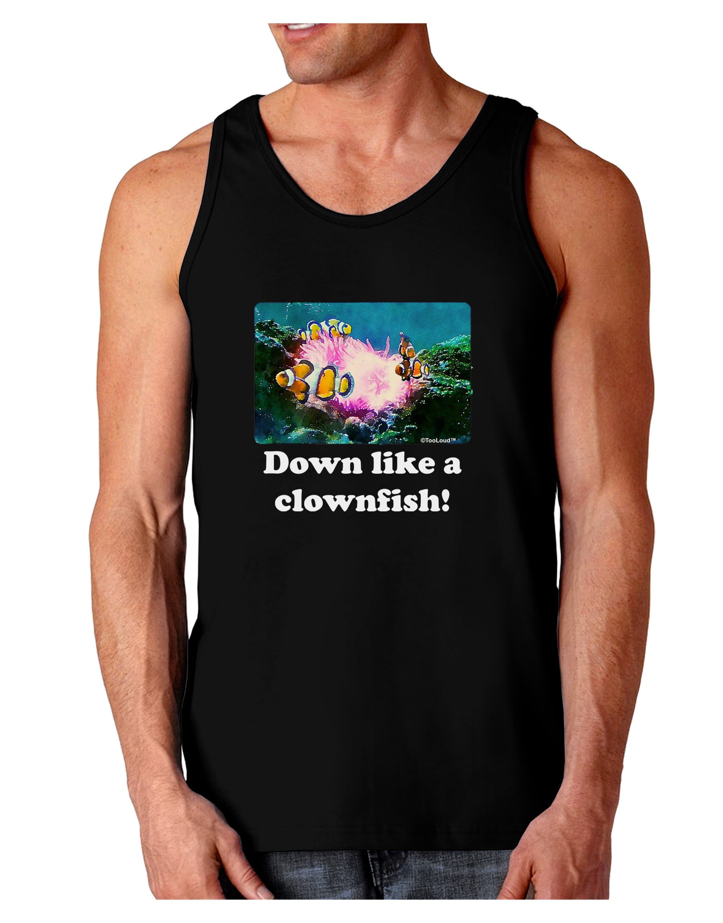 Down Like A Clownfish Dark Loose Tank Top-Mens Loose Tank Top-TooLoud-Black-Small-Davson Sales