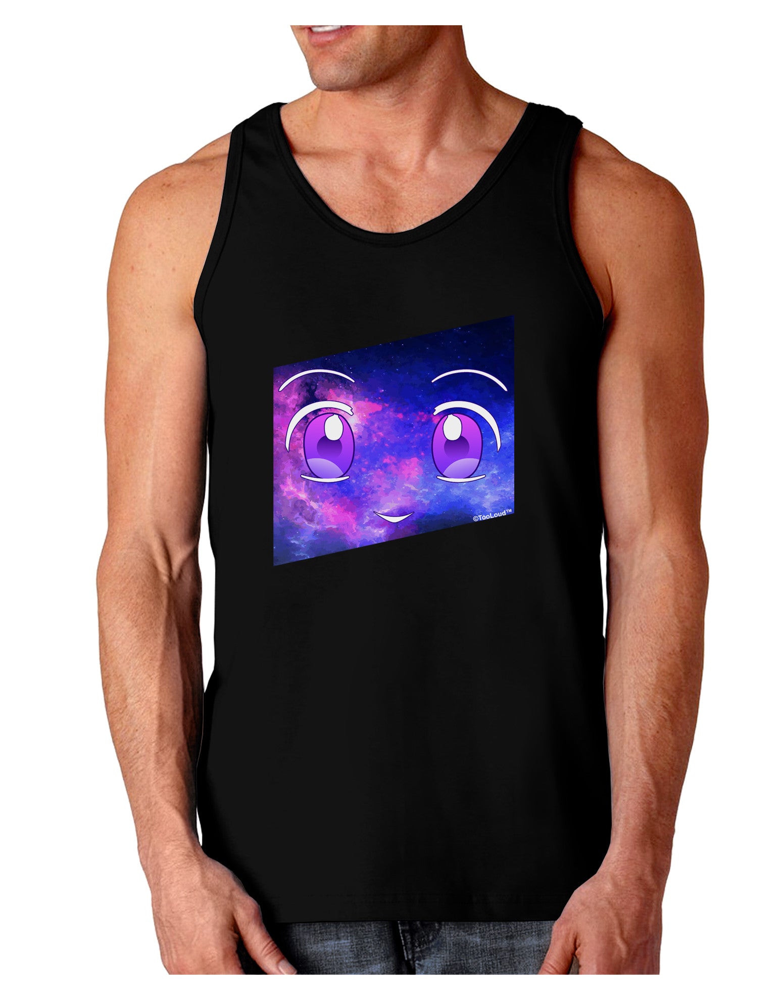Cute Cosmic Eyes Dark Loose Tank Top-Mens Loose Tank Top-TooLoud-Black-Small-Davson Sales