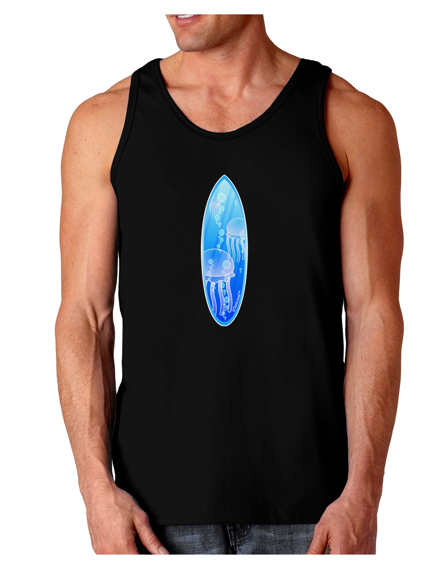 Jellyfish Surfboard Dark Loose Tank Top by TooLoud-Mens Loose Tank Top-TooLoud-Black-Small-Davson Sales
