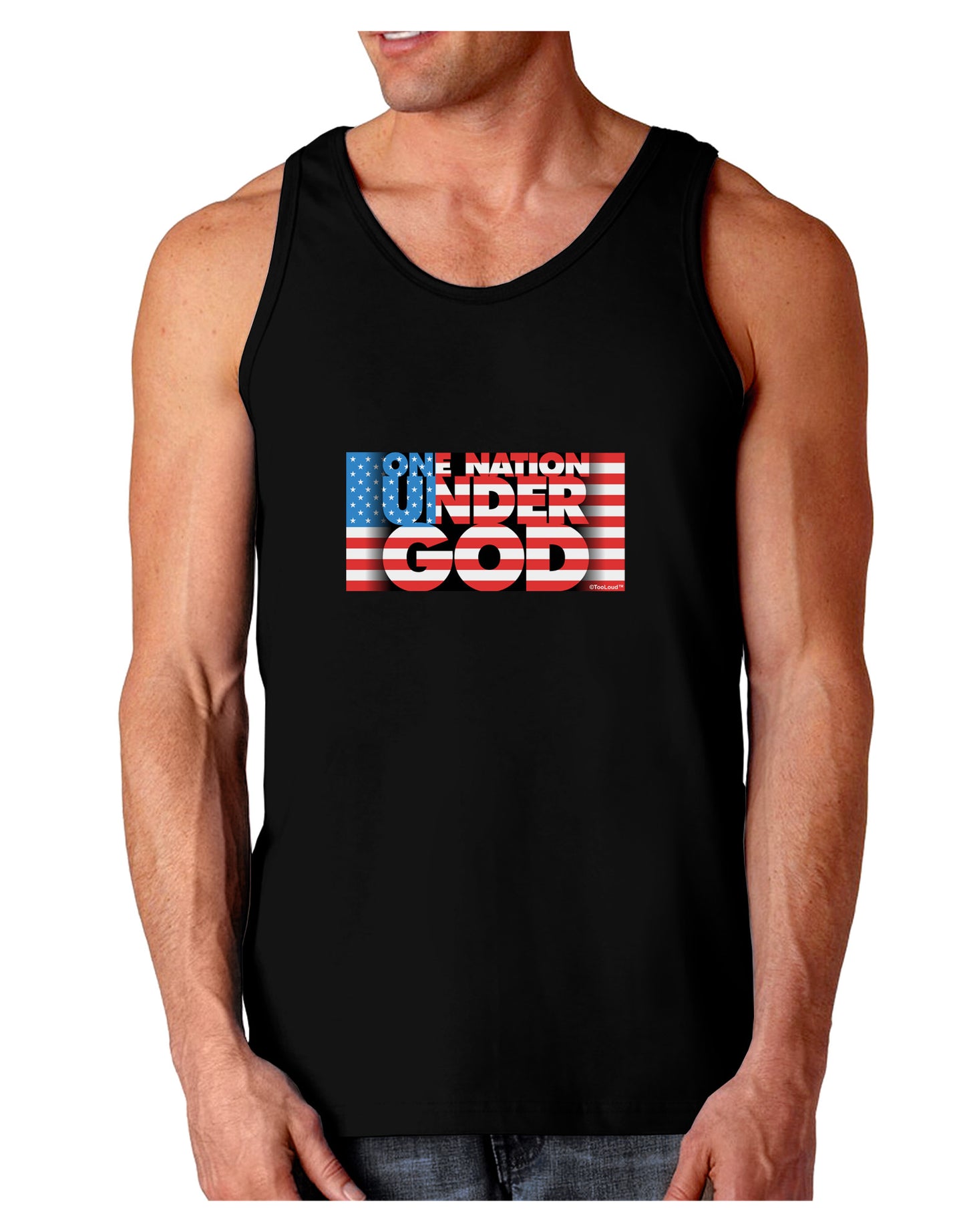 One Nation Under God Dark Loose Tank Top-Mens Loose Tank Top-TooLoud-Black-Small-Davson Sales