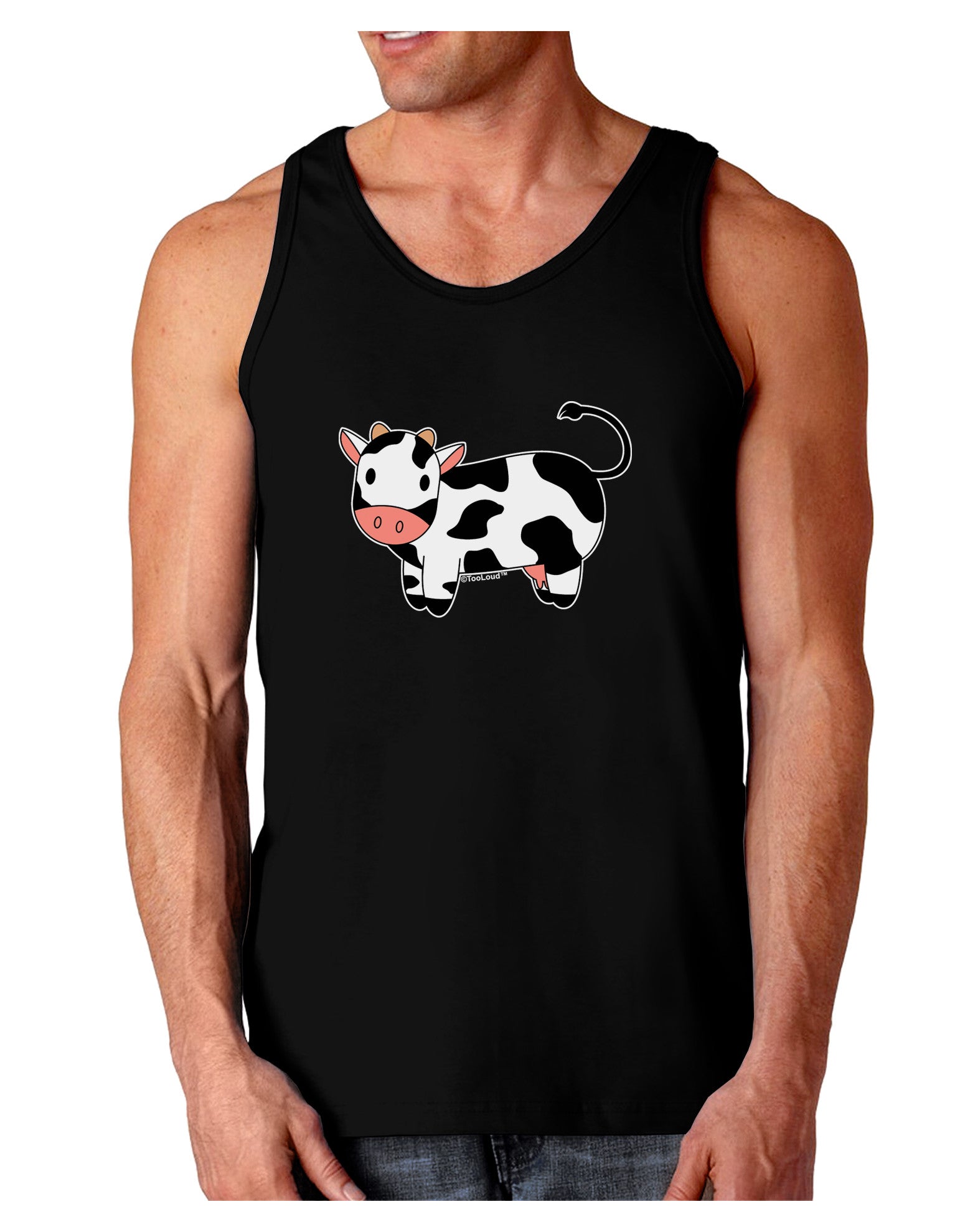 Cute Cow Dark Loose Tank Top-Mens Loose Tank Top-TooLoud-Black-Small-Davson Sales