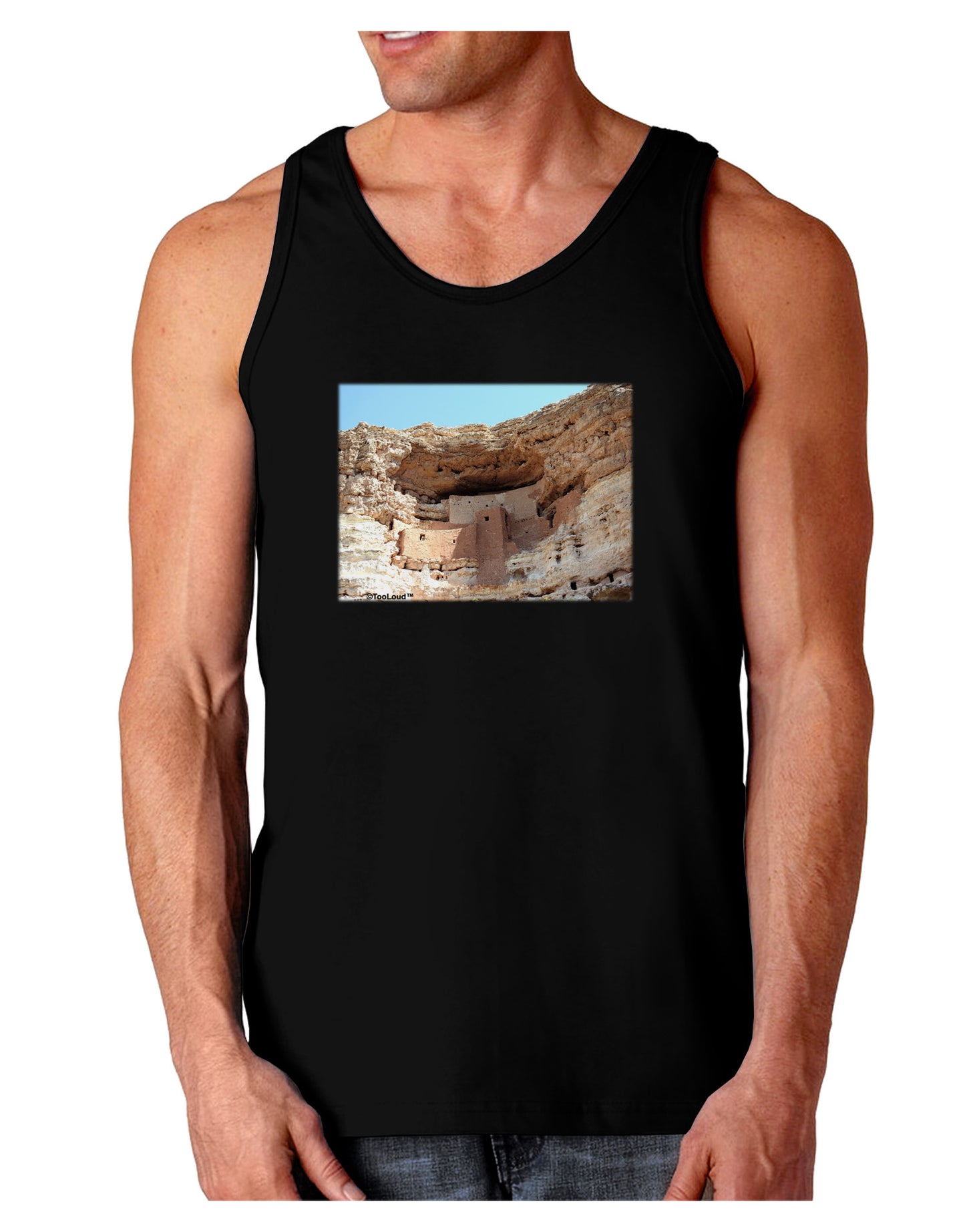 Montezuma Castle Arizona Dark Loose Tank Top-Mens Loose Tank Top-TooLoud-Black-Small-Davson Sales